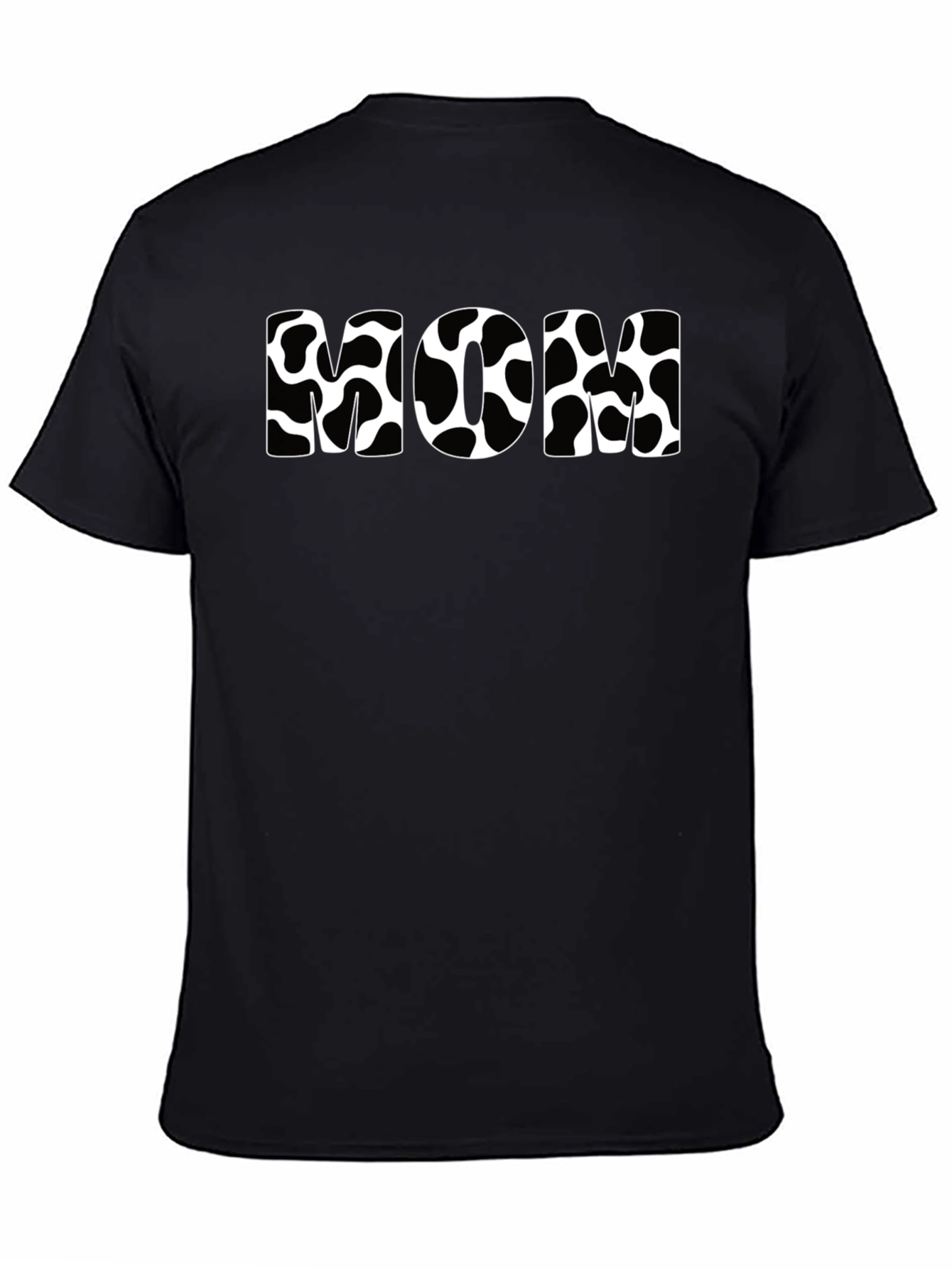 Cow Print Mom T-Shirt - Black