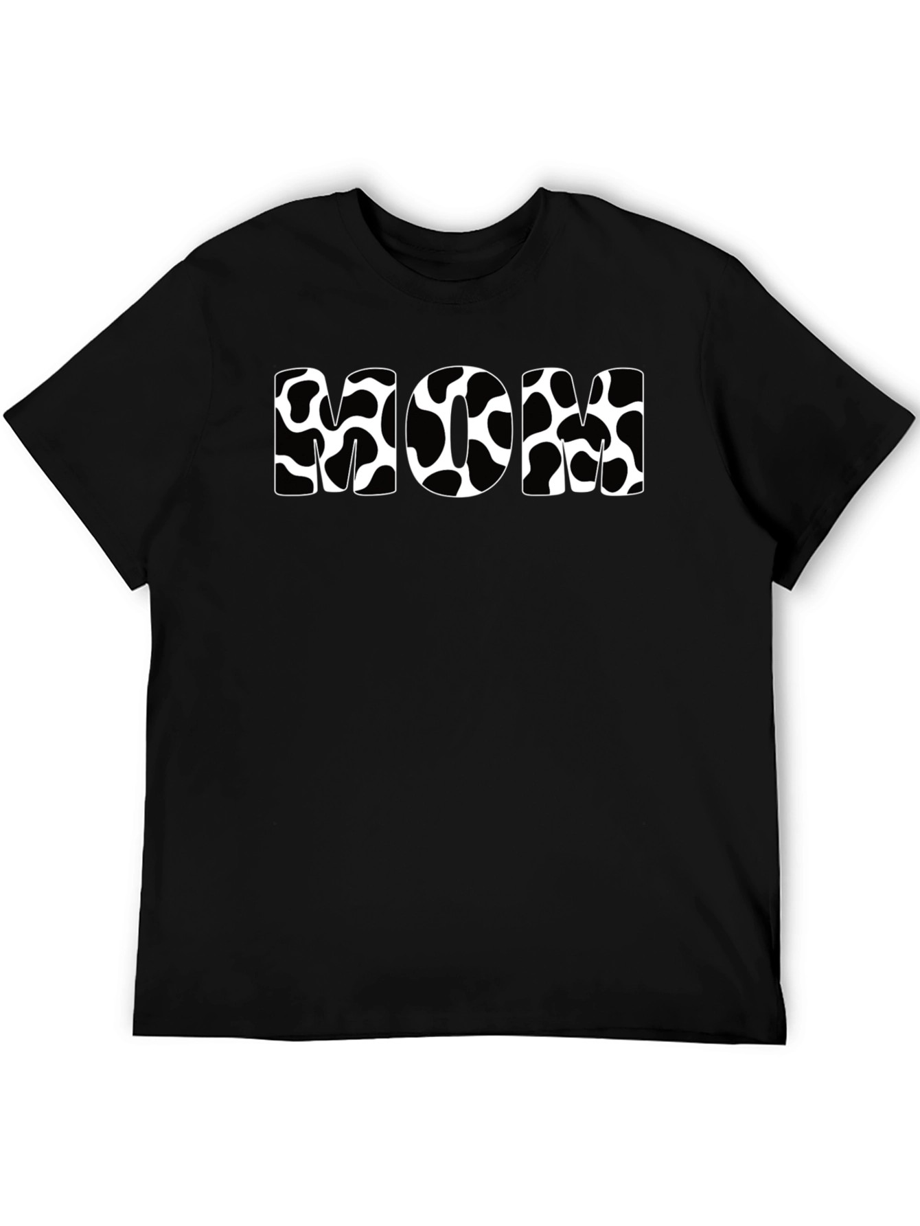 Cow Print Mom T-Shirt - Black