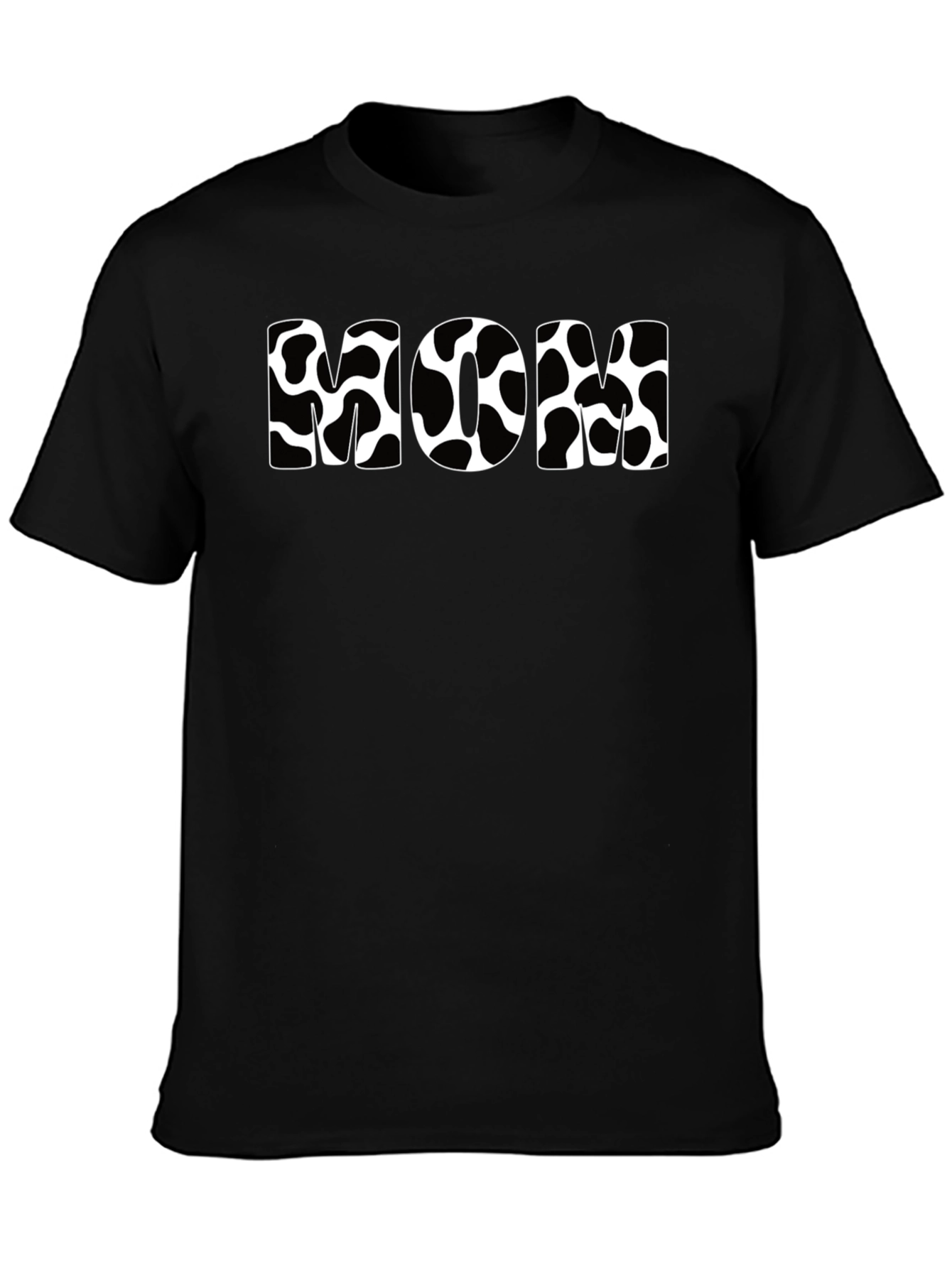Cow Print Mom T-Shirt - Black
