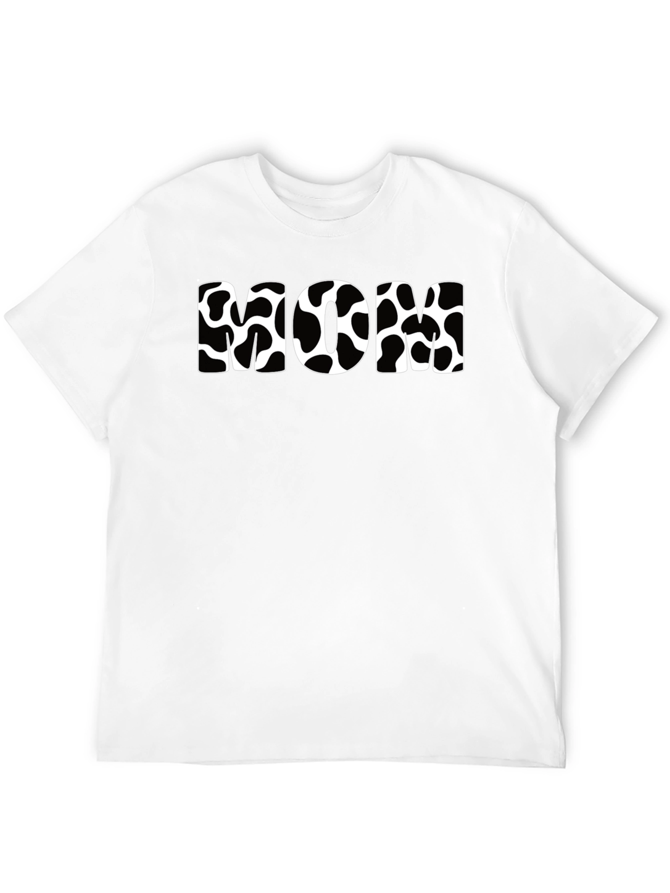 Cow Print Mom T-Shirt - Black