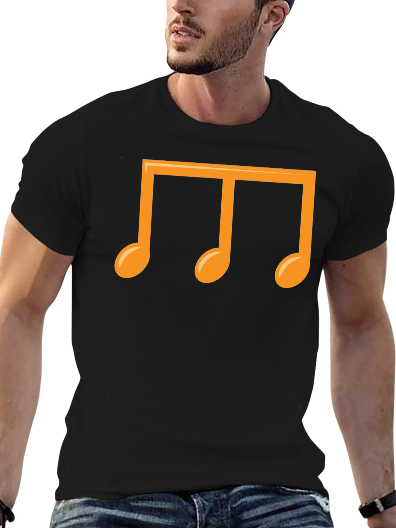 Musical Notes Graphic T-Shirt - Black