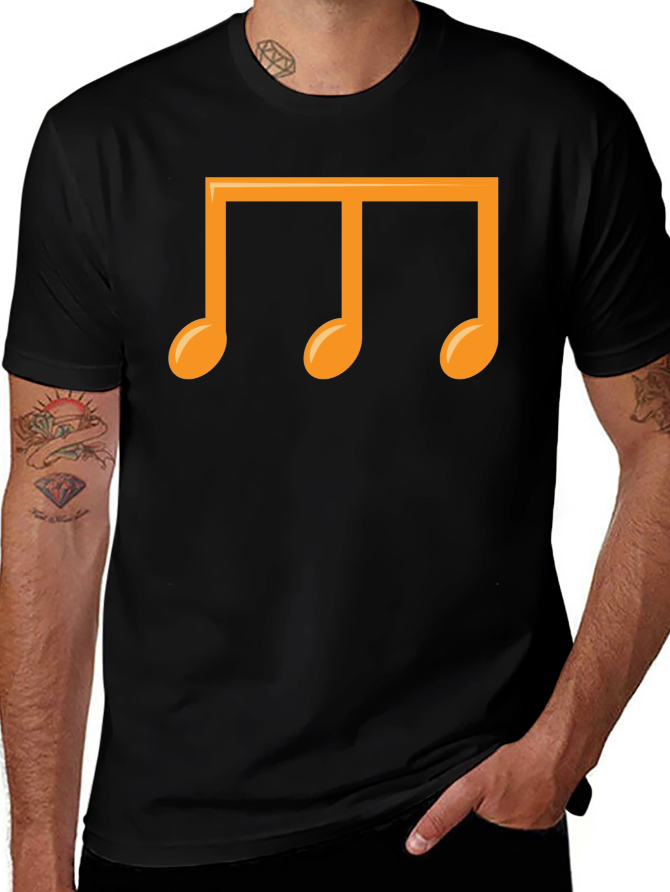 Musical Notes Graphic T-Shirt - Black