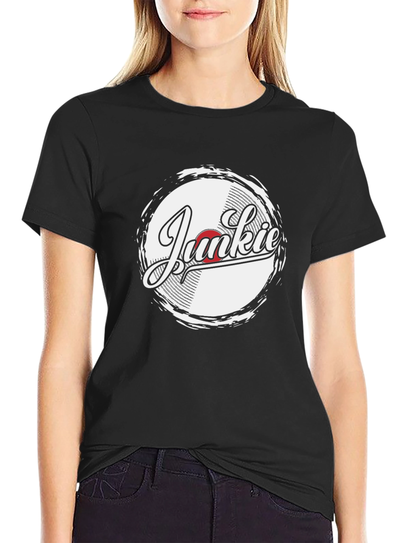 Junkie Retro Record T-Shirt - Black