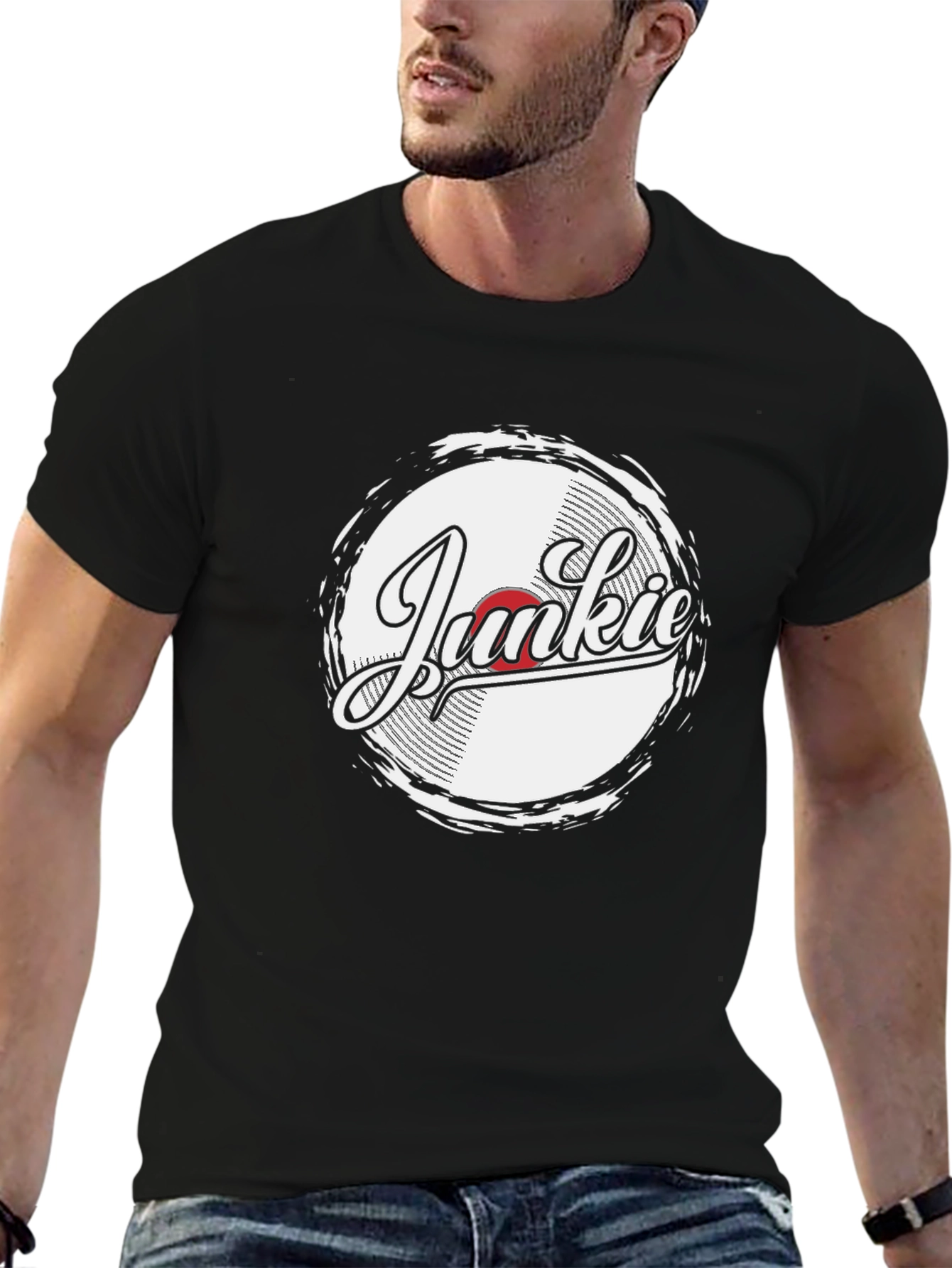 Junkie Retro Record T-Shirt - Black