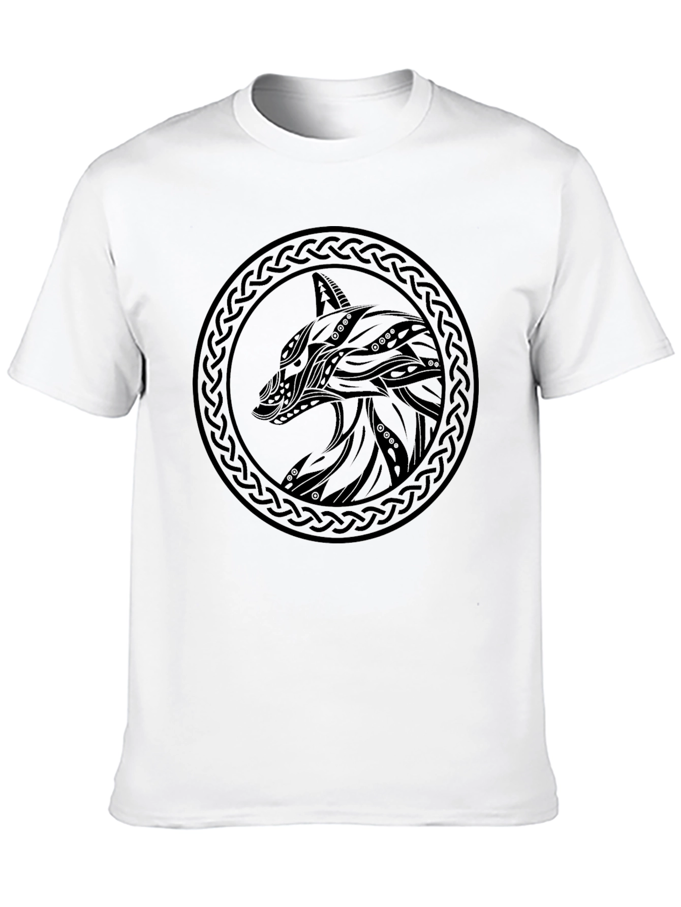 Mens Black Wolf Design Graphic Tee