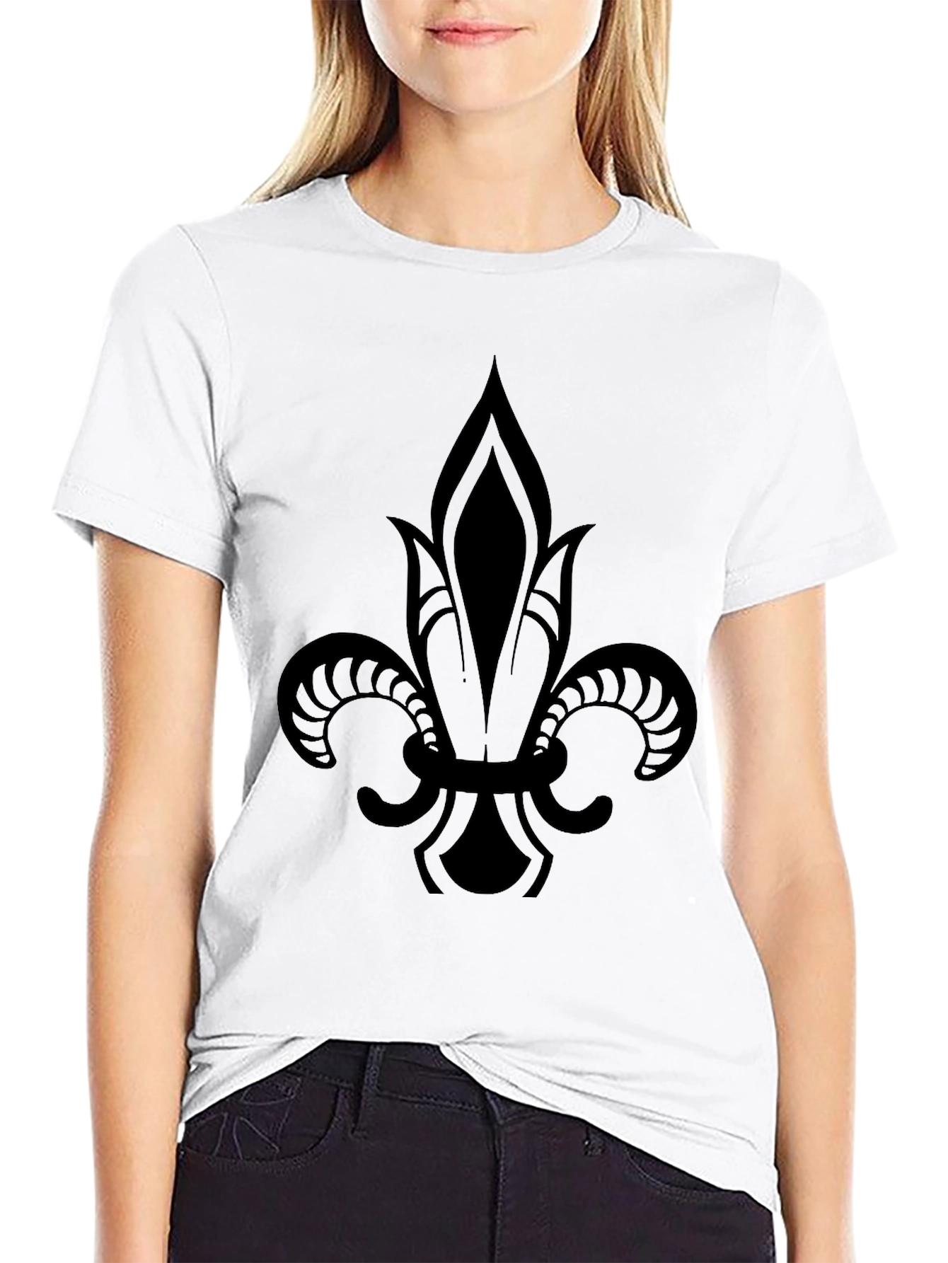 Black Fleur-de-Lis Graphic Tee - Casual Style