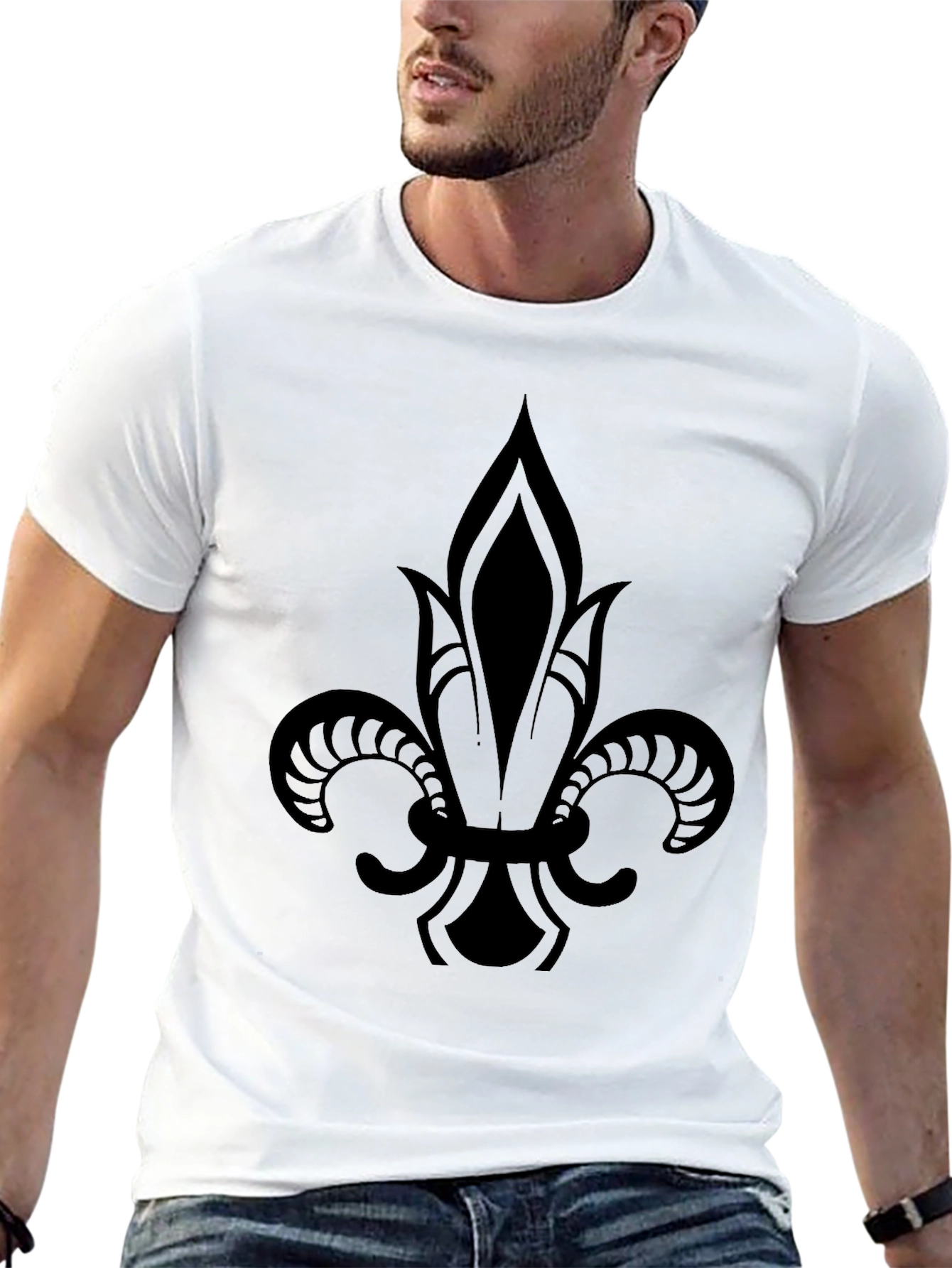 Black Fleur-de-Lis Graphic Tee - Casual Style