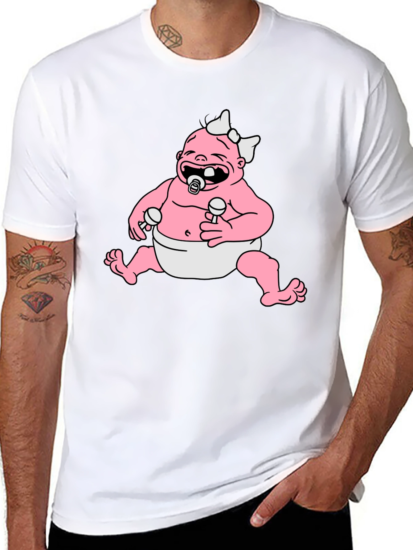 Cartoon Baby Graphic Black T-Shirt