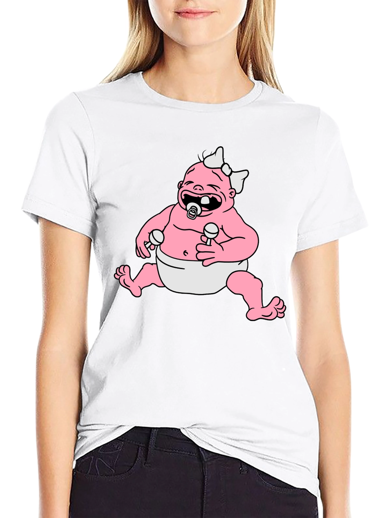 Cartoon Baby Graphic Black T-Shirt