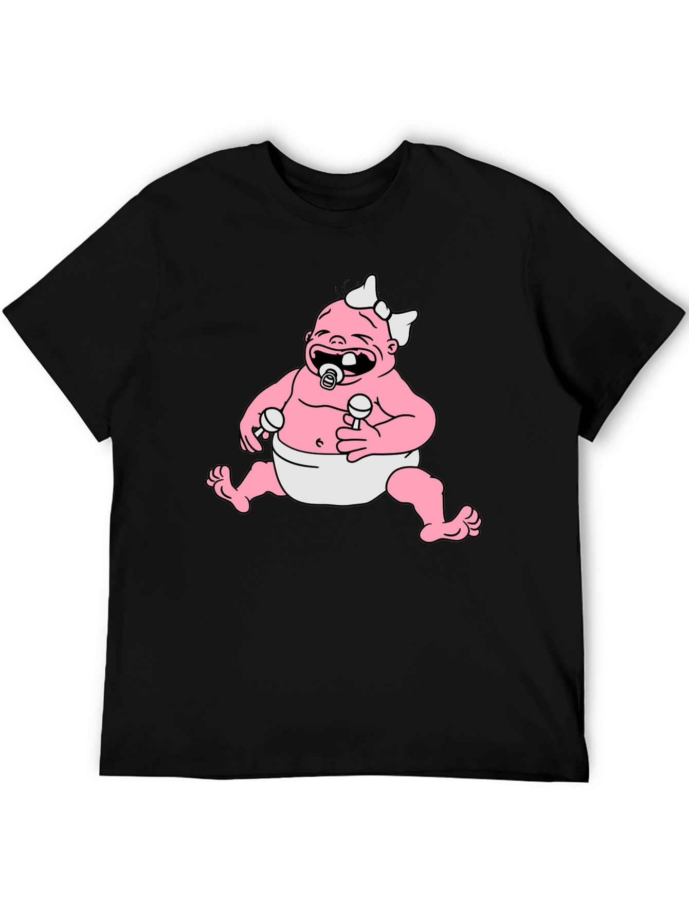 Cartoon Baby Graphic Black T-Shirt