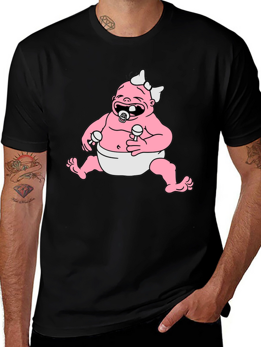 Cartoon Baby Graphic Black T-Shirt