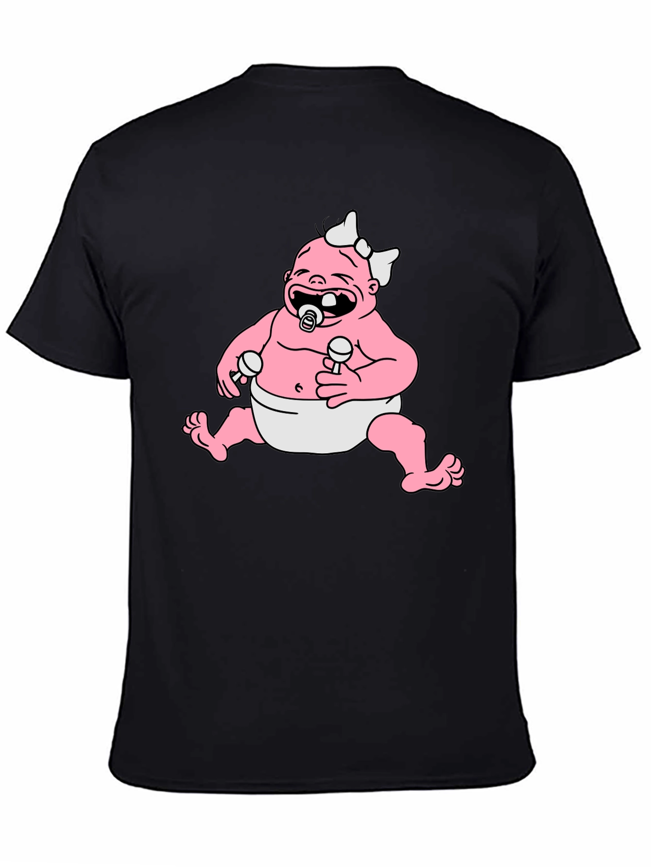 Cartoon Baby Graphic Black T-Shirt
