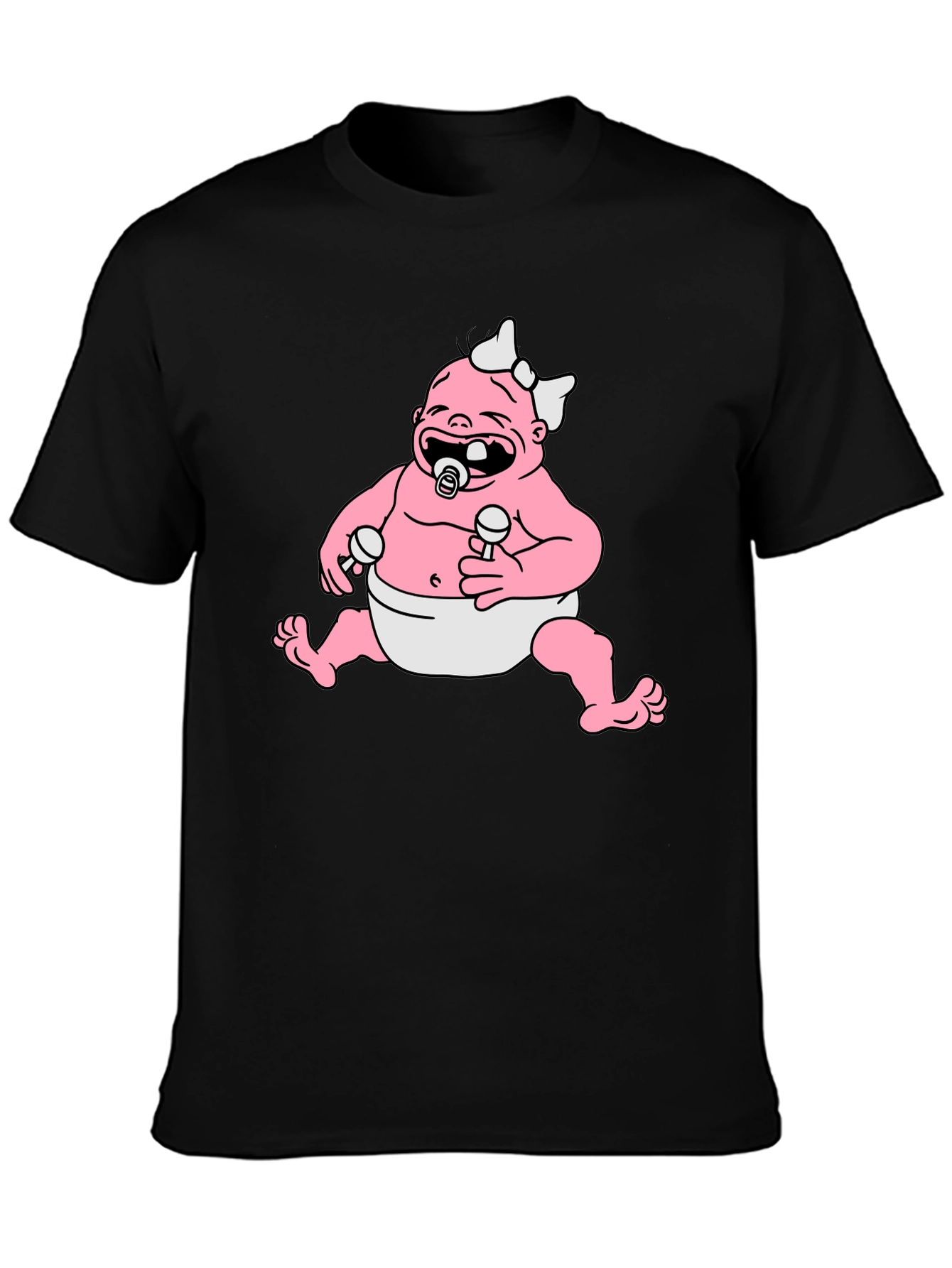 Cartoon Baby Graphic Black T-Shirt