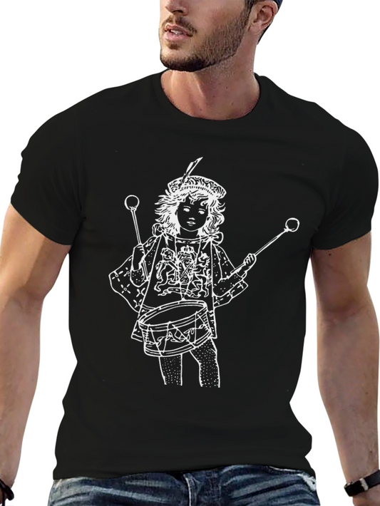 Black T-Shirt with Drummer Boy Graphic