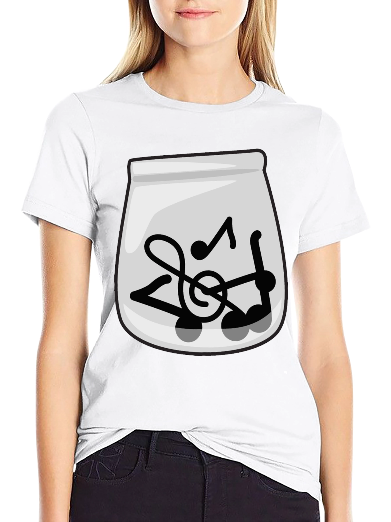 Musical Notes Graphic Tee - Trendy Black T-Shirt