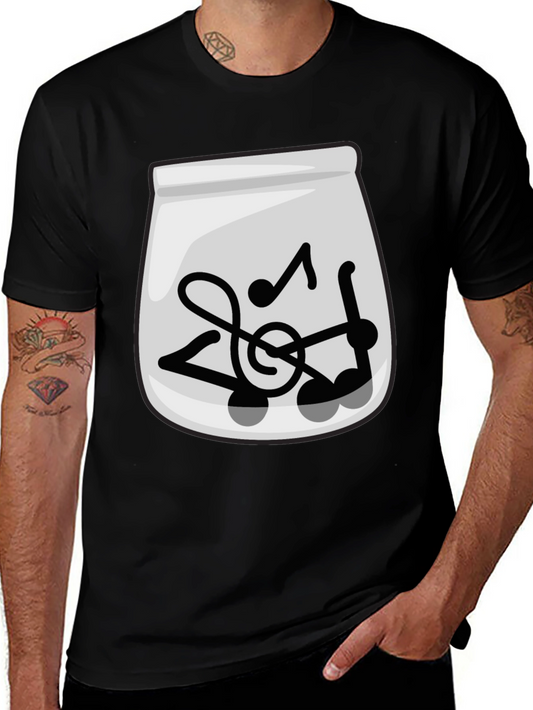 Musical Notes Graphic Tee - Trendy Black T-Shirt