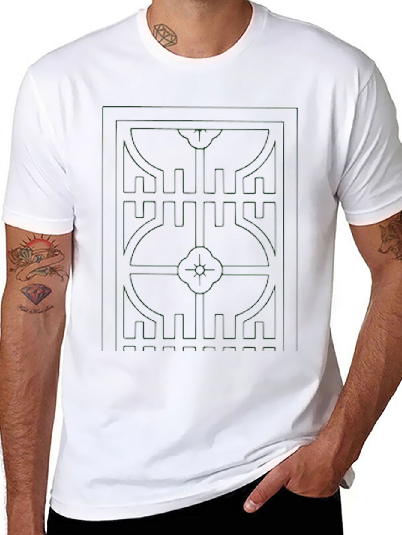 Geometric Graphic Print Tee - Black