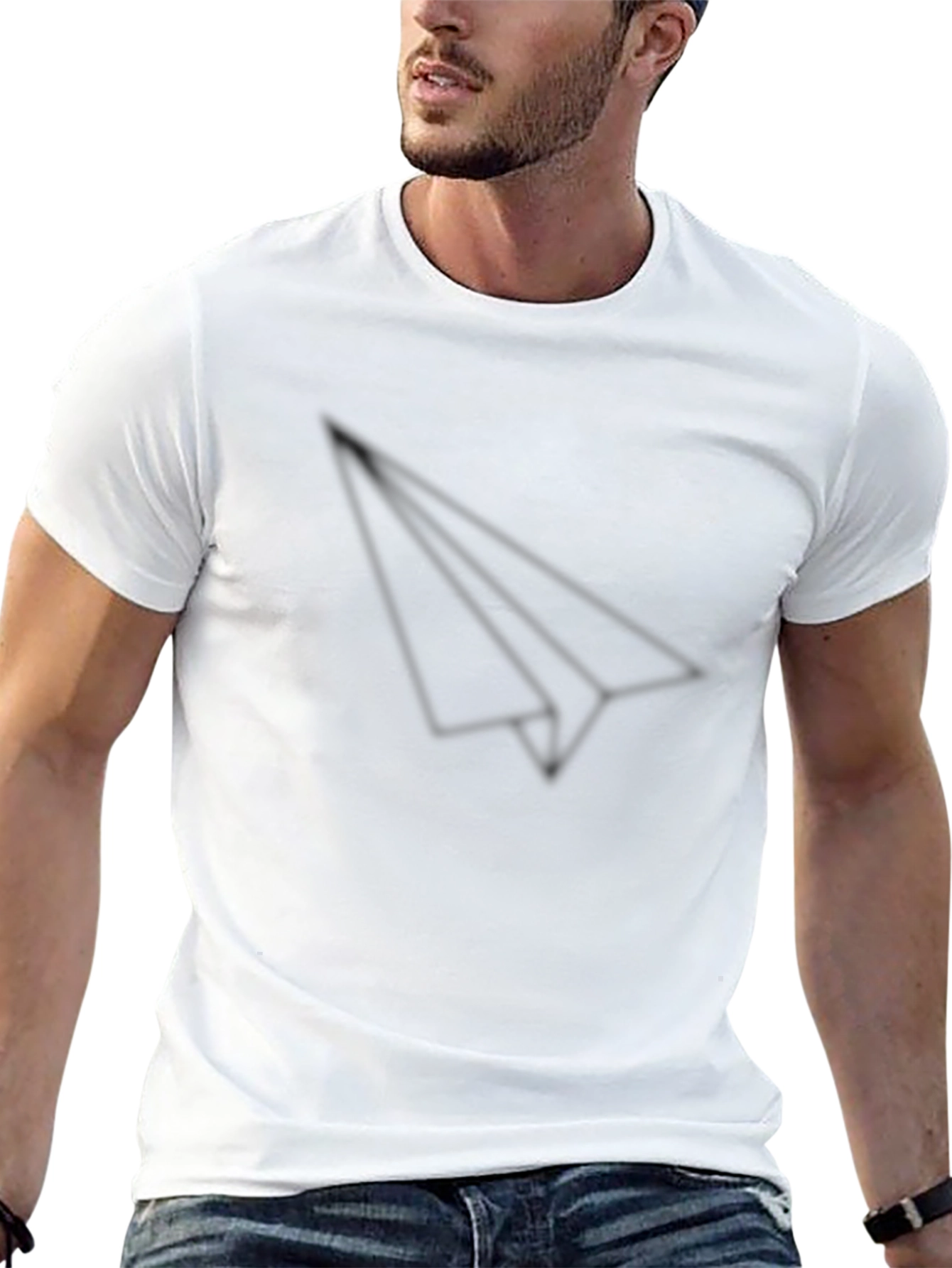 Mens Black Paper Airplane Graphic Tee