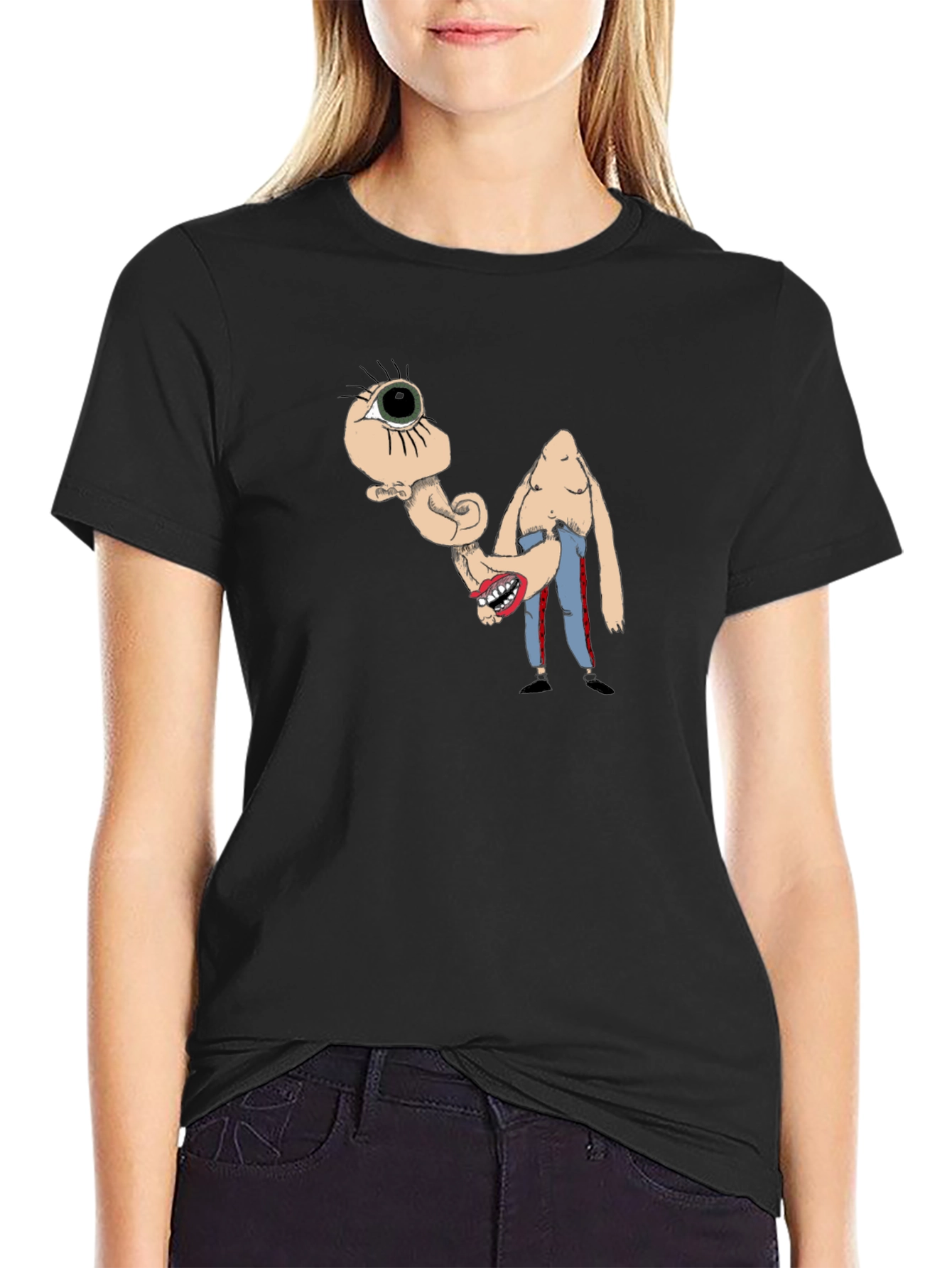 Surreal Cartoon Graphic Black T-Shirt