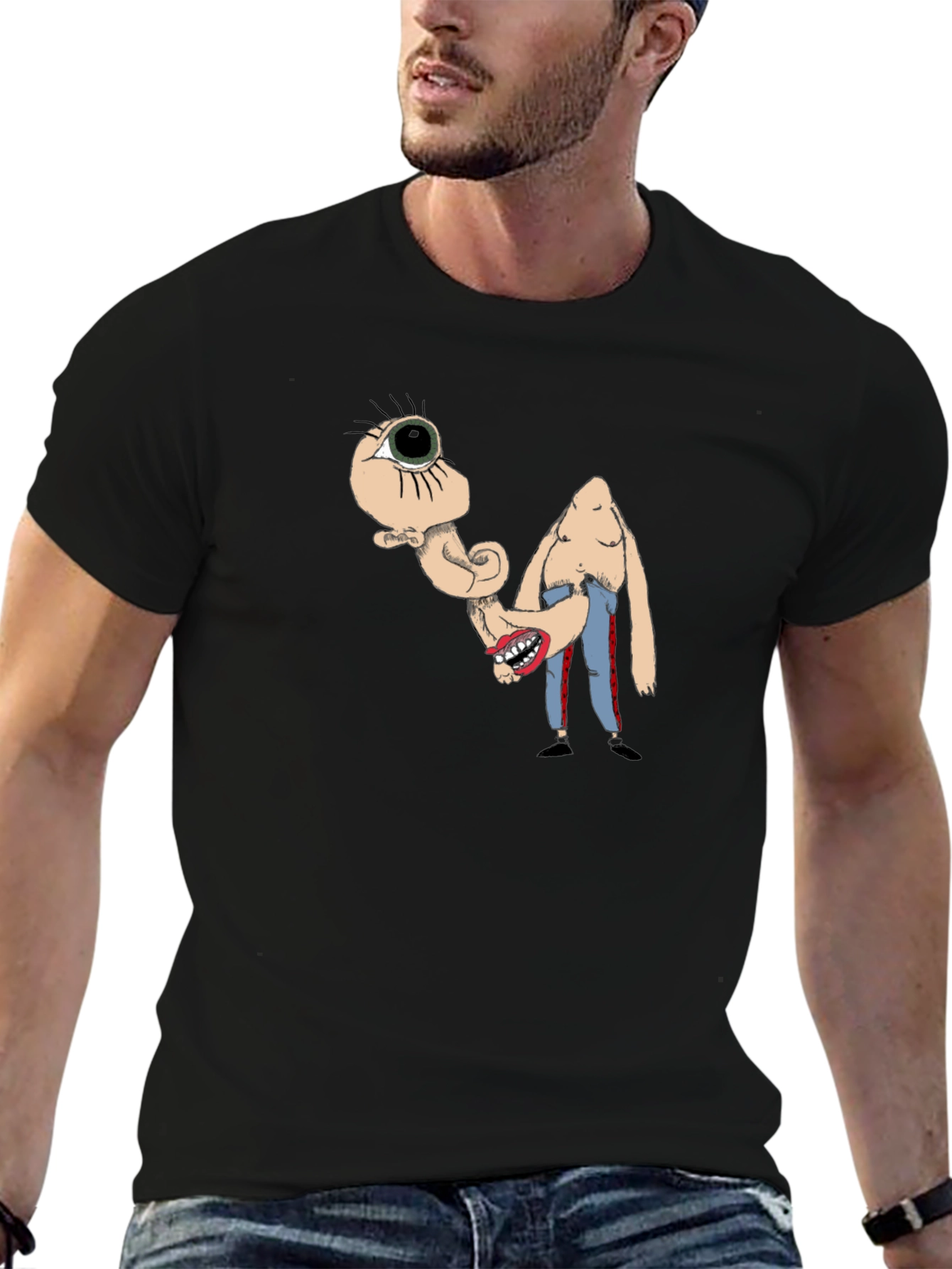 Surreal Cartoon Graphic Black T-Shirt