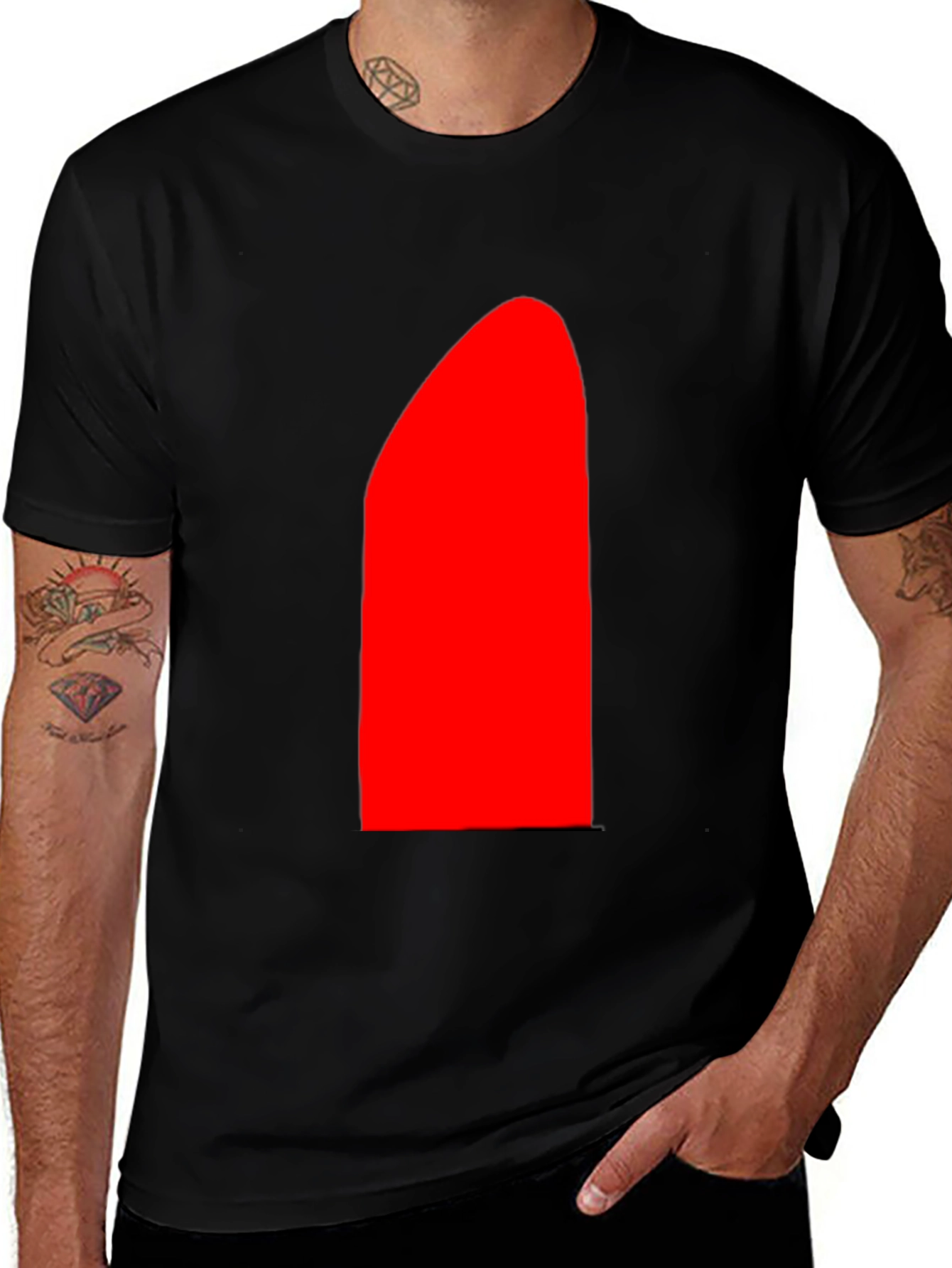 Mens Black T-Shirt with Bold Red Design