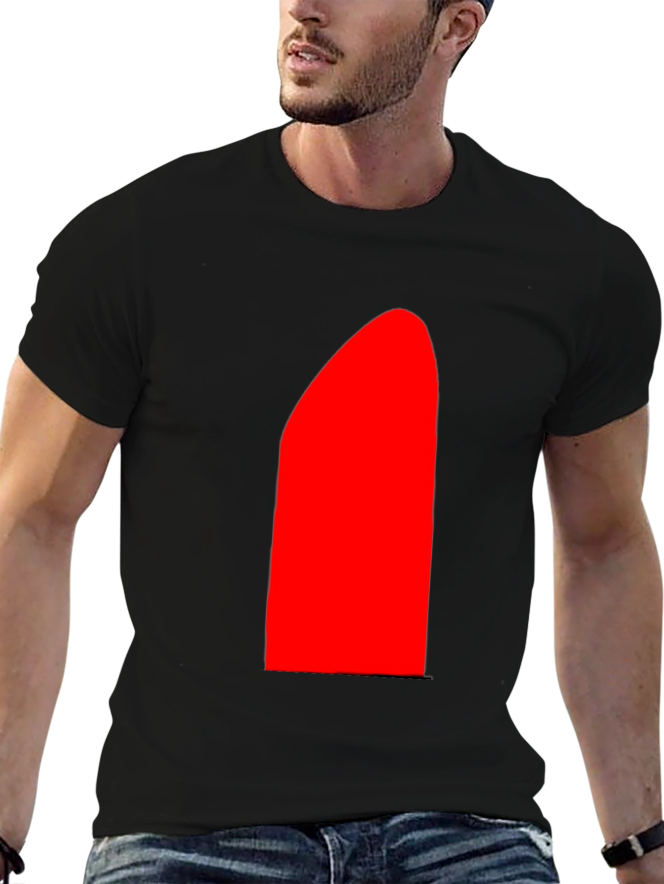 Mens Black T-Shirt with Bold Red Design