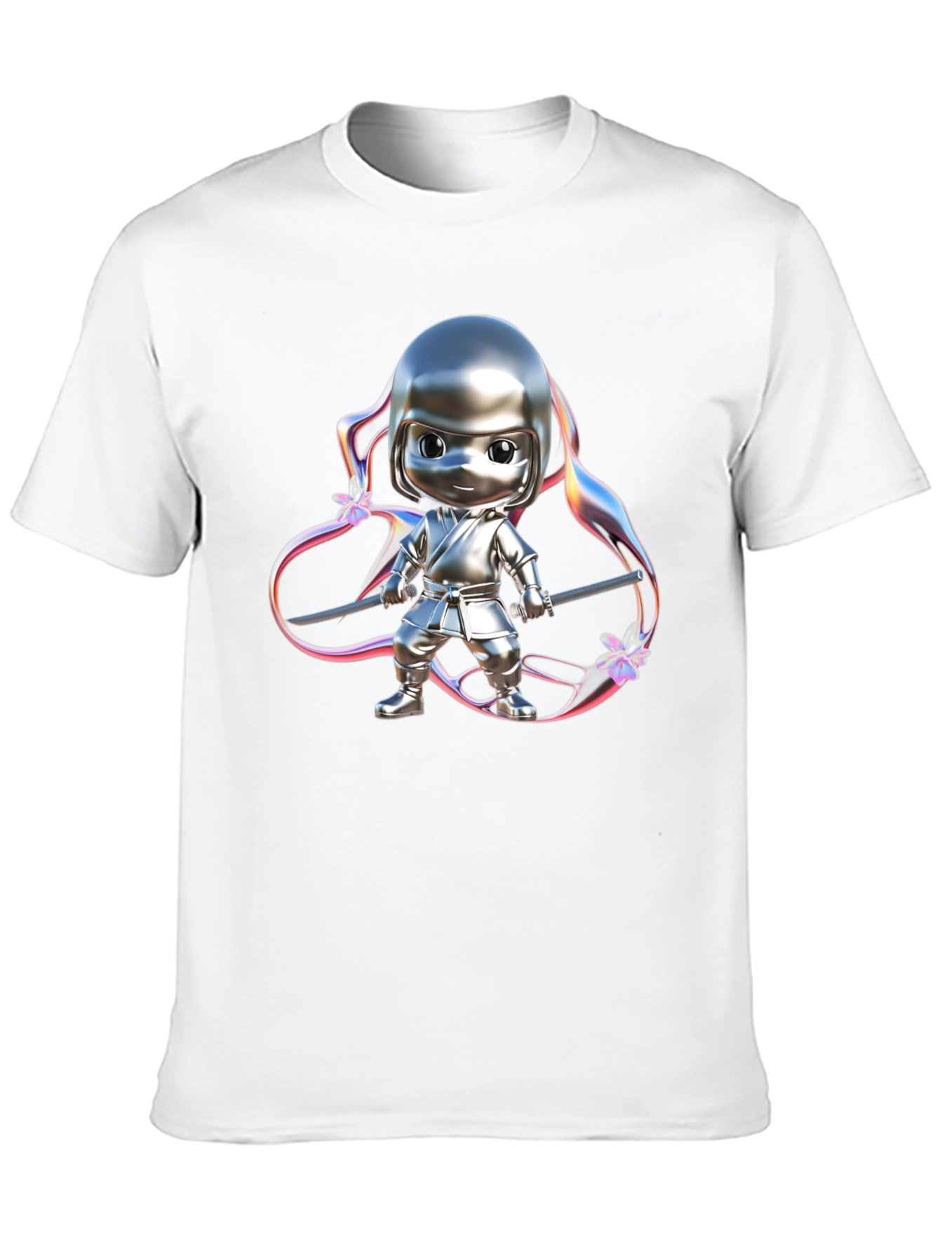 Ninja Cartoon Graphic Black T-Shirt