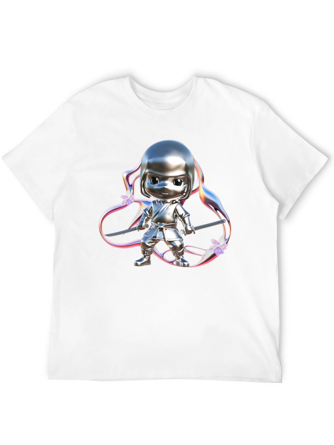 Ninja Cartoon Graphic Black T-Shirt