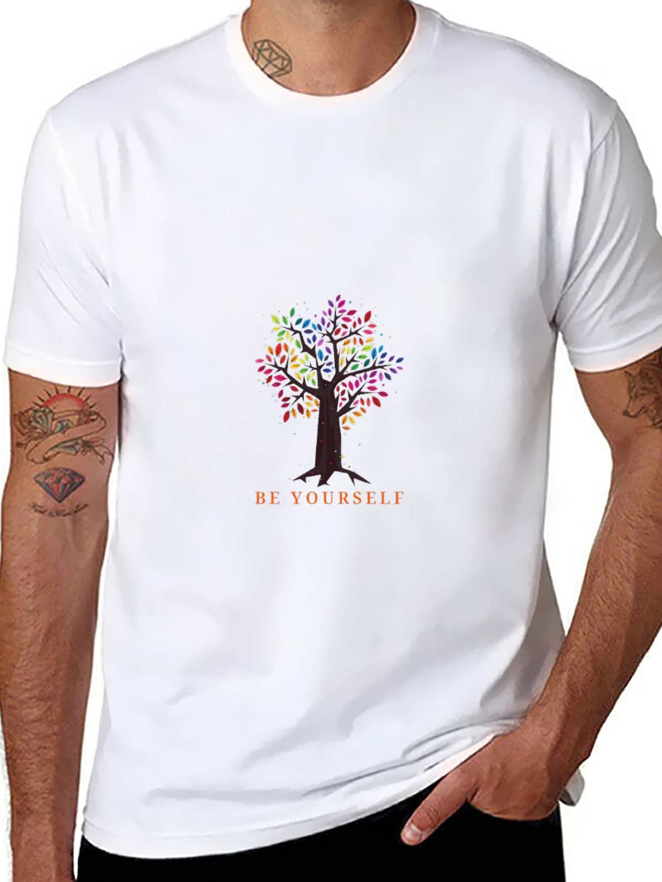 Be Yourself Tree Graphic Black T-Shirt