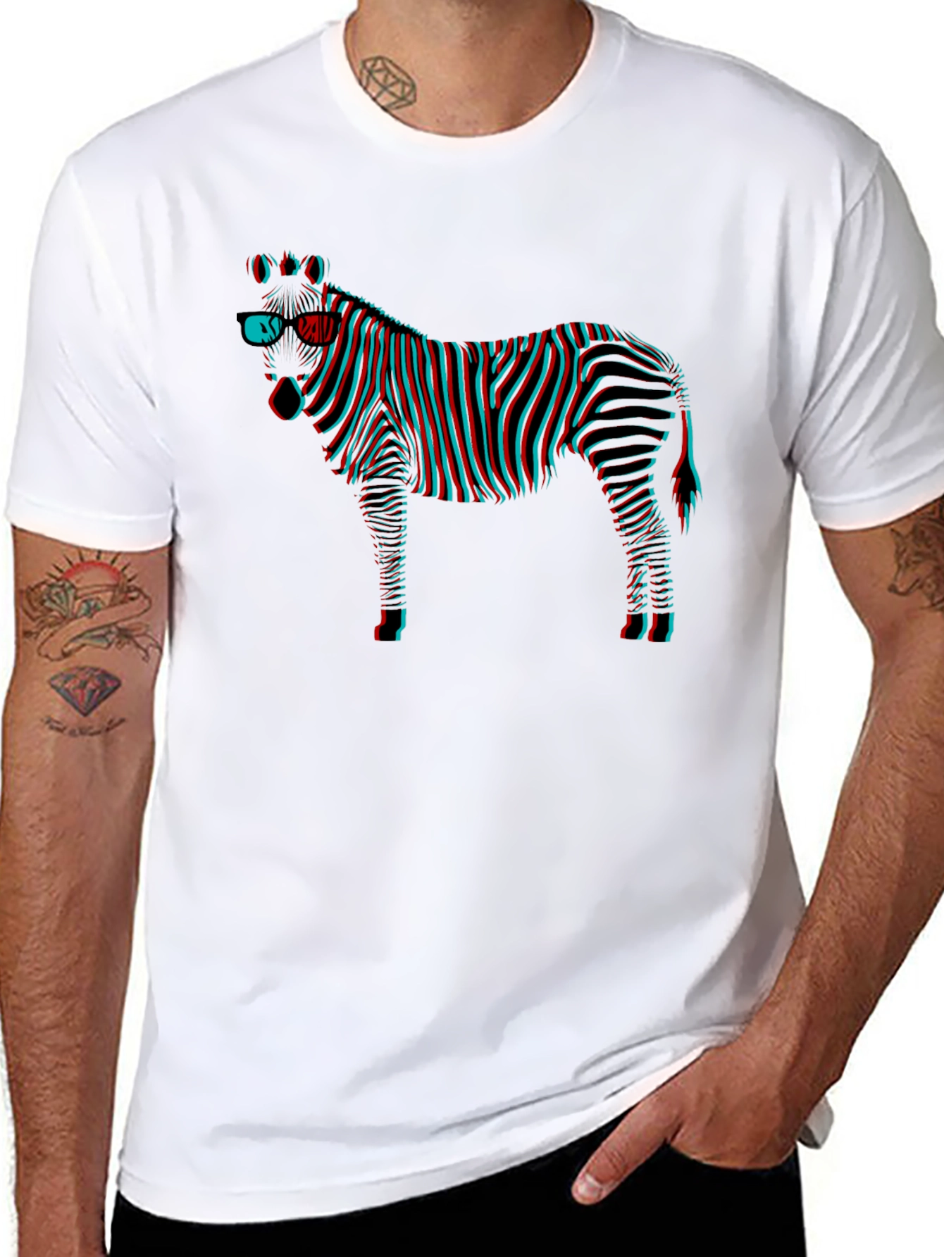 3D Zebra Graphic Tee - Black