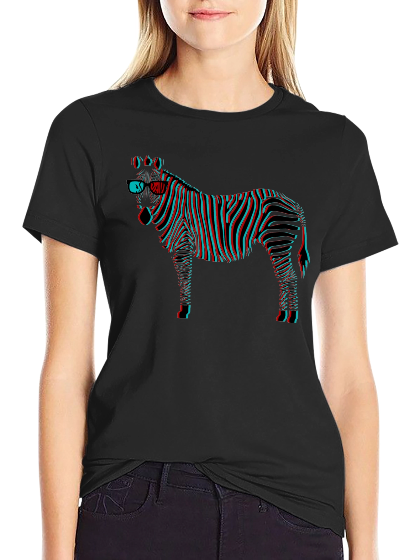 3D Zebra Graphic Tee - Black