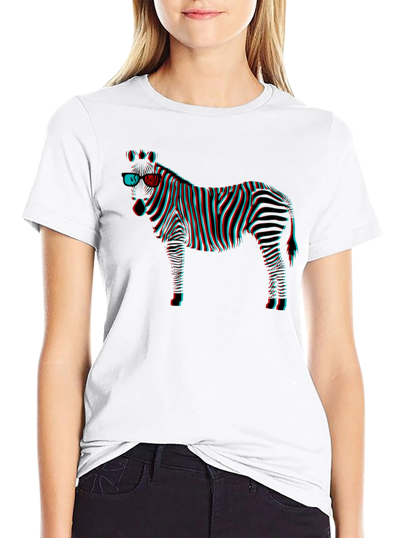 3D Zebra Graphic Tee - Black