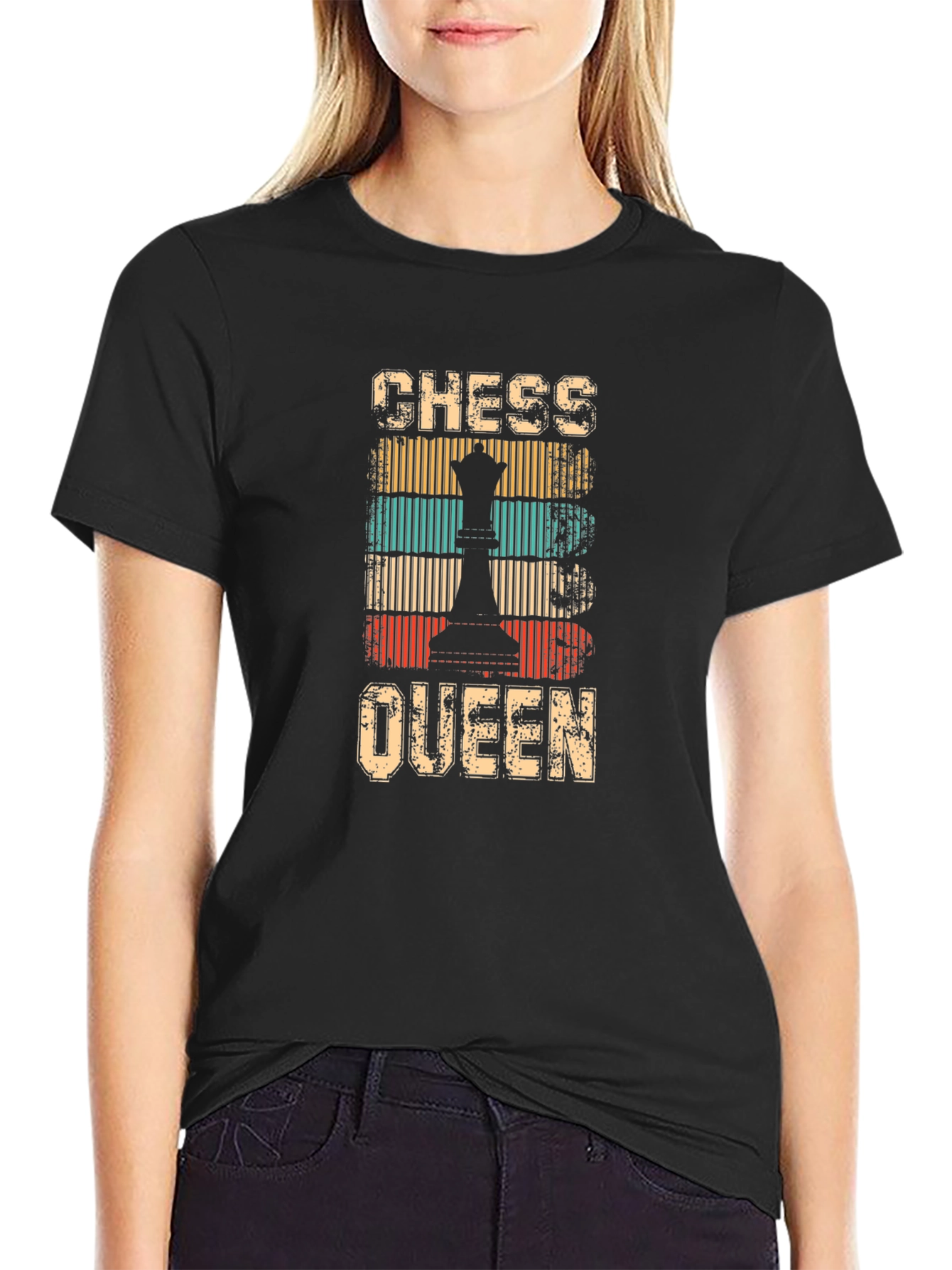 Chess Queen Retro Style Graphic T-Shirt