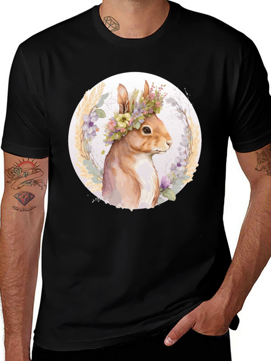 Floral Crown Squirrel Tee - Whimsical Nature Shirt