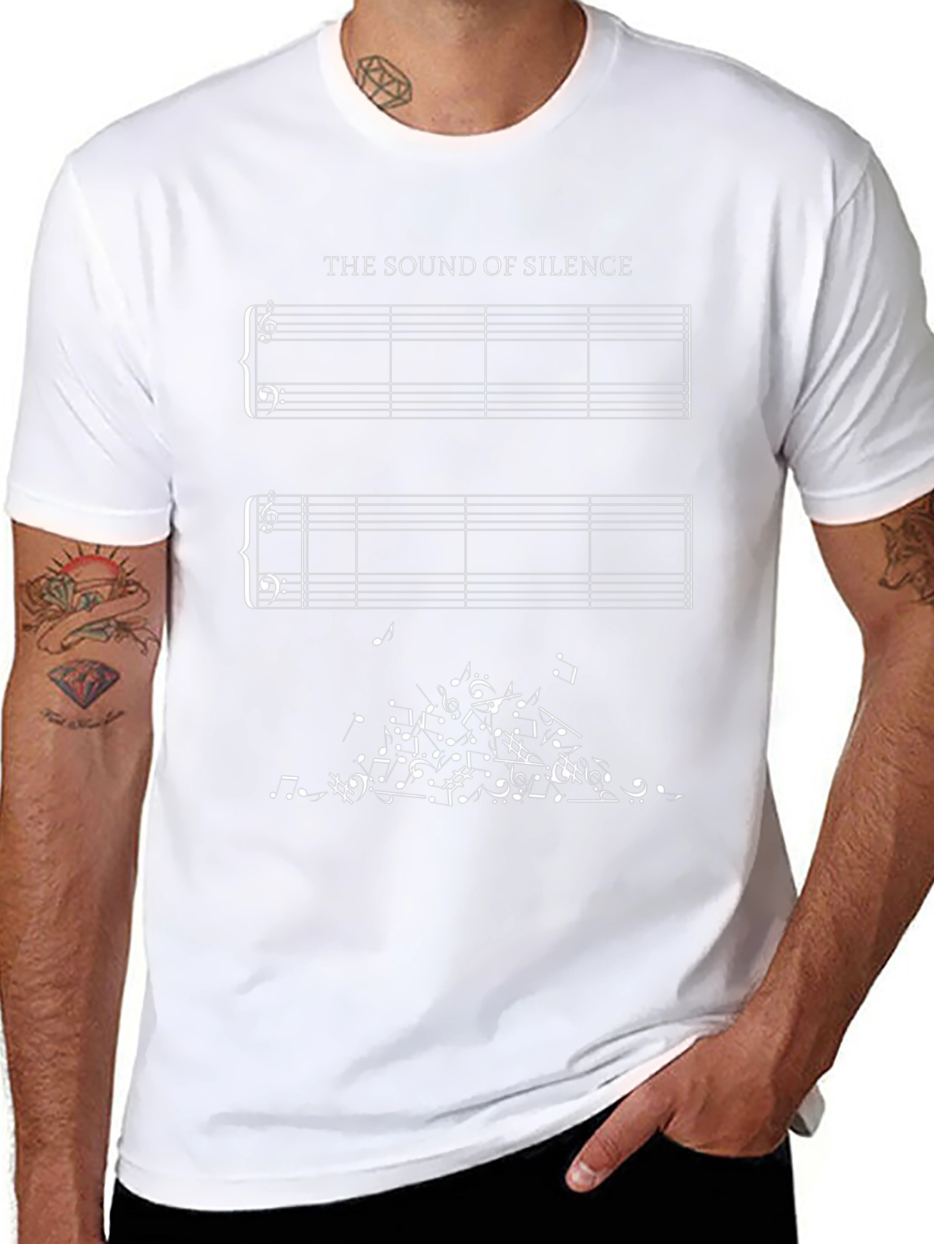 Sound of Silence Music Notes Graphic T-Shirt