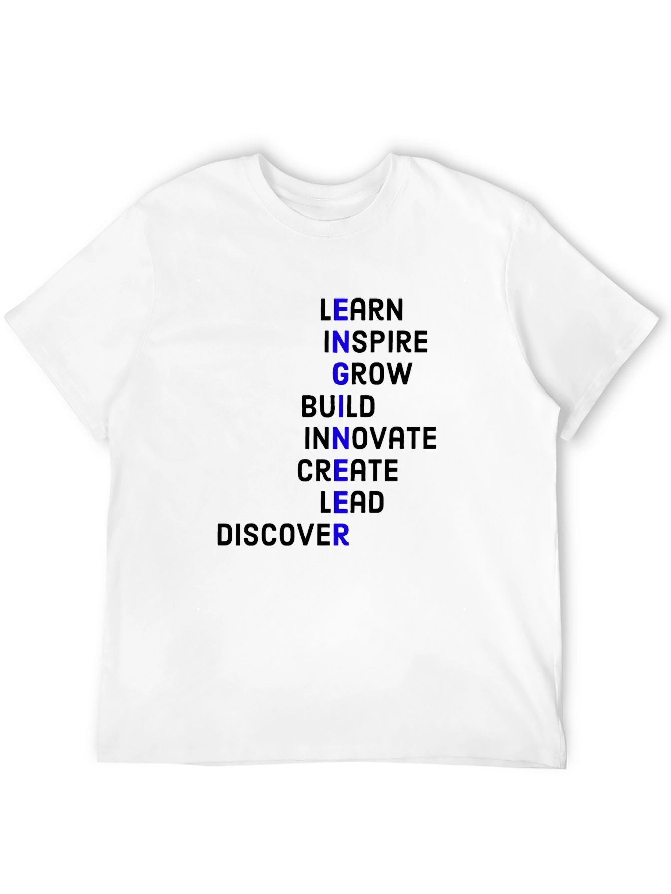 Inspirational Black T-Shirt - Learn Inspire Grow Design