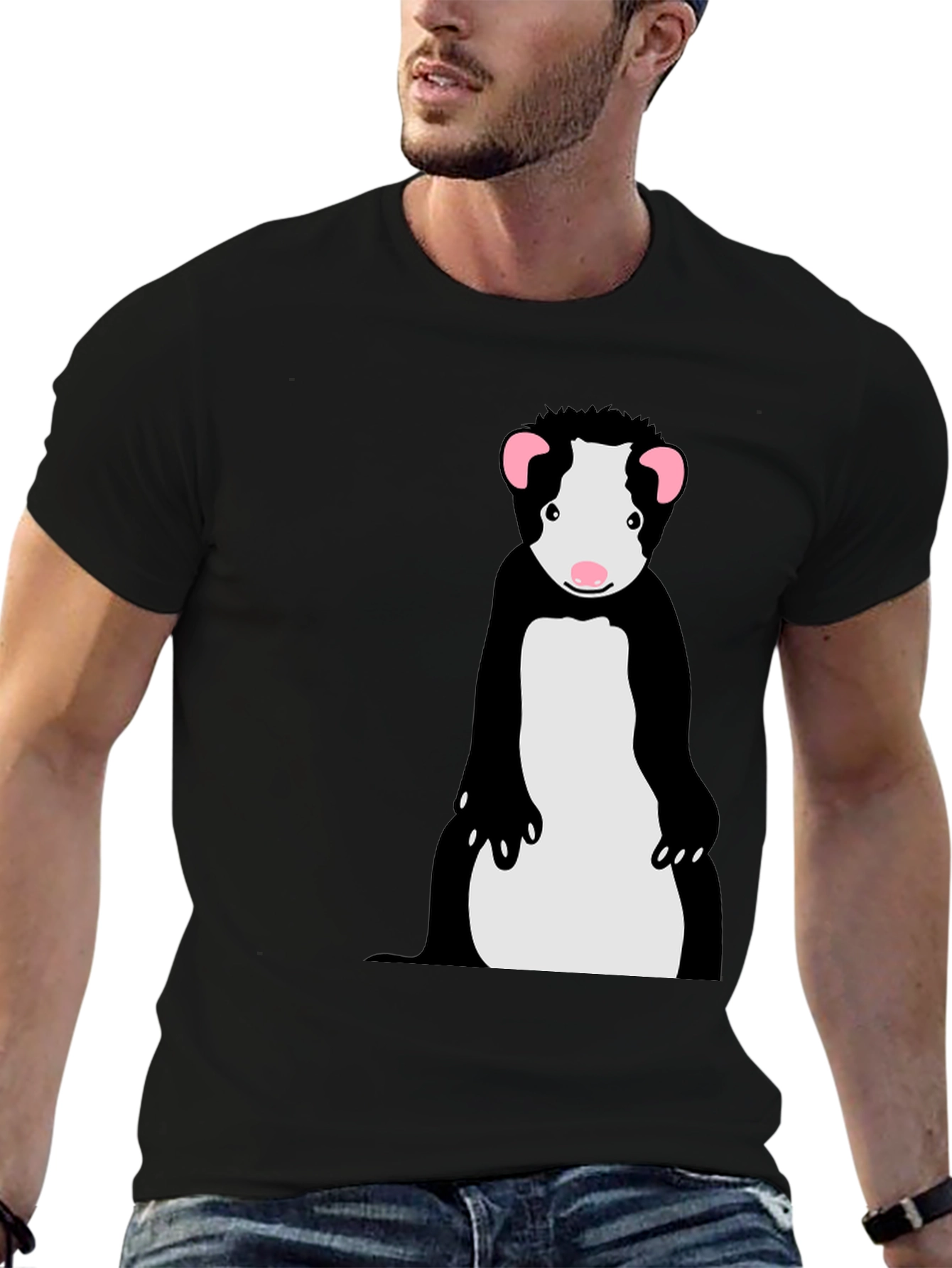 Cool Ferret Graphic Tee - Black Cotton T-Shirt
