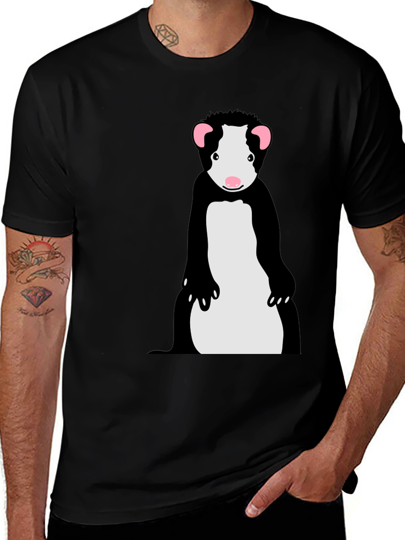 Cool Ferret Graphic Tee - Black Cotton T-Shirt
