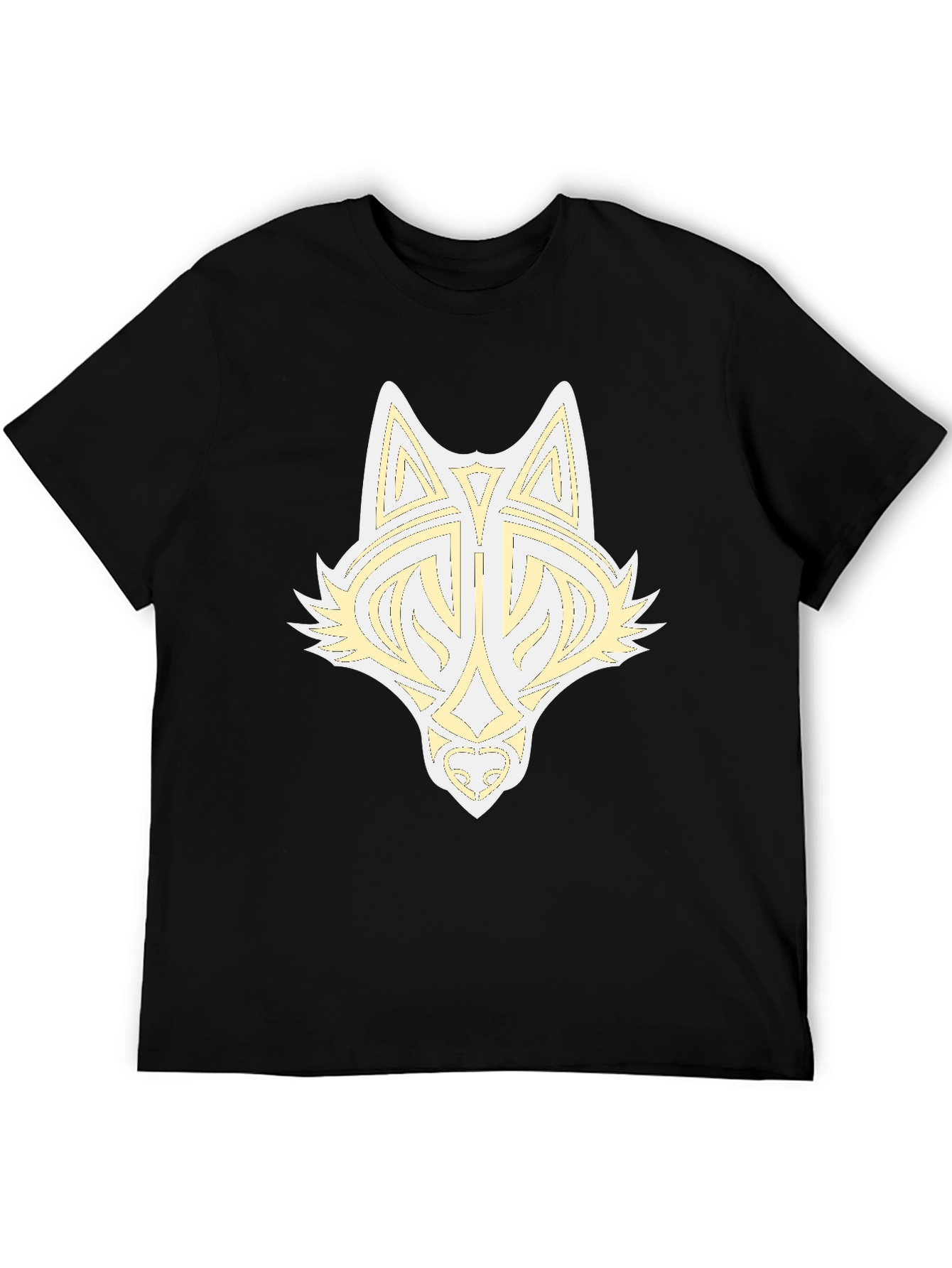 Black Wolf Head Graphic Print Tee