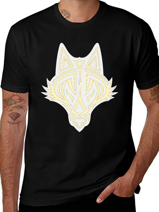 Black Wolf Head Graphic Print Tee