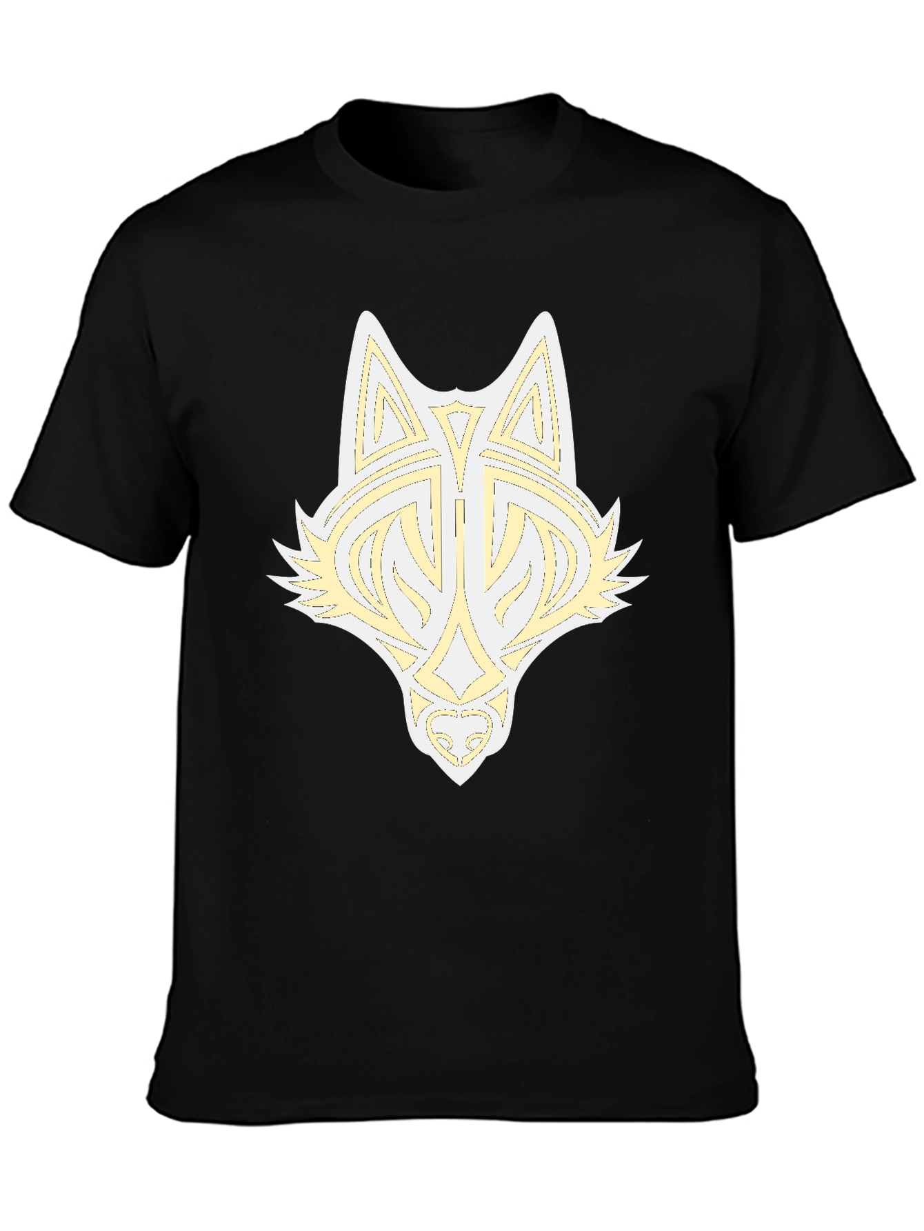 Black Wolf Head Graphic Print Tee