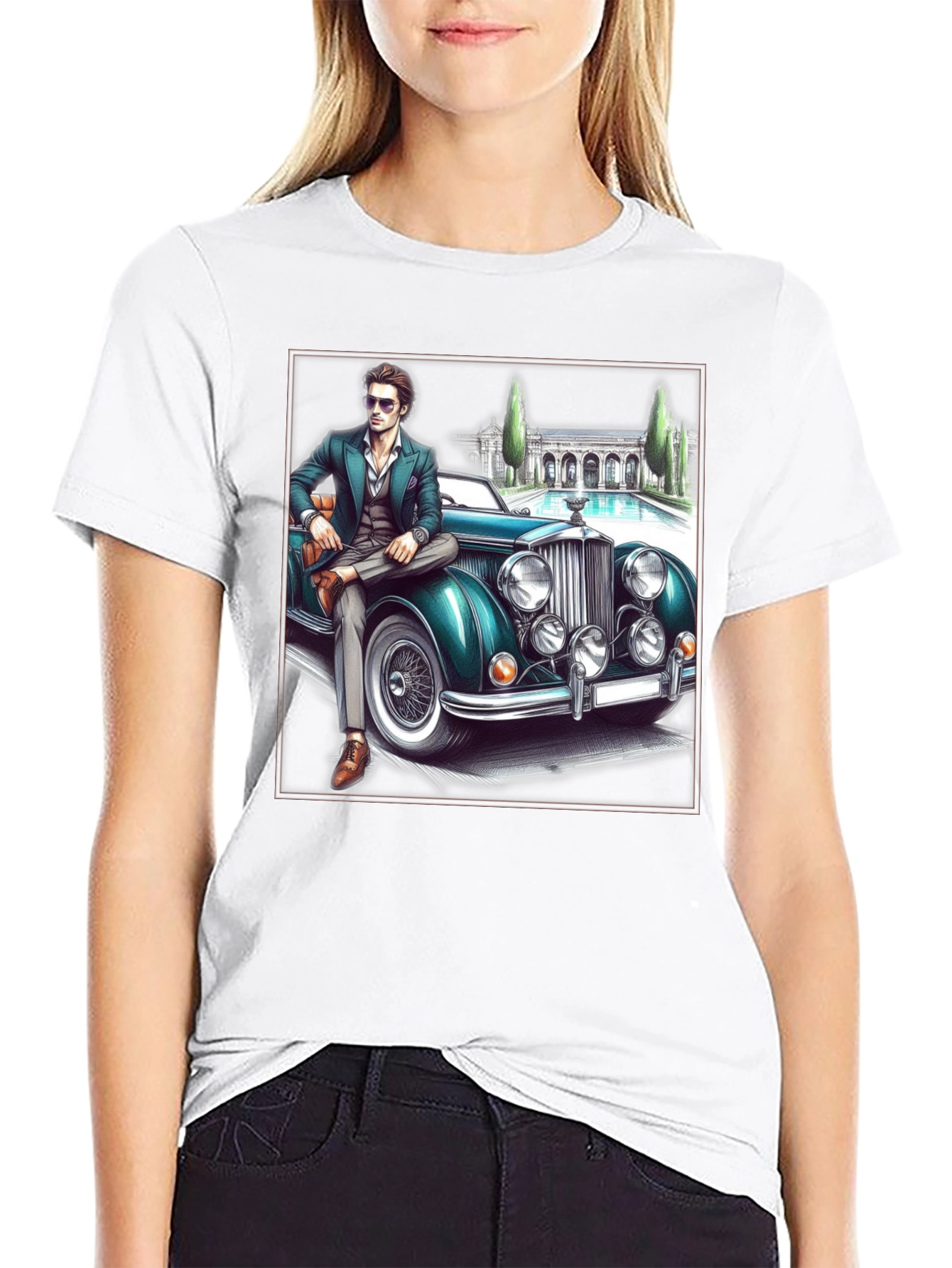 Classic Man & Car Graphic T-Shirt