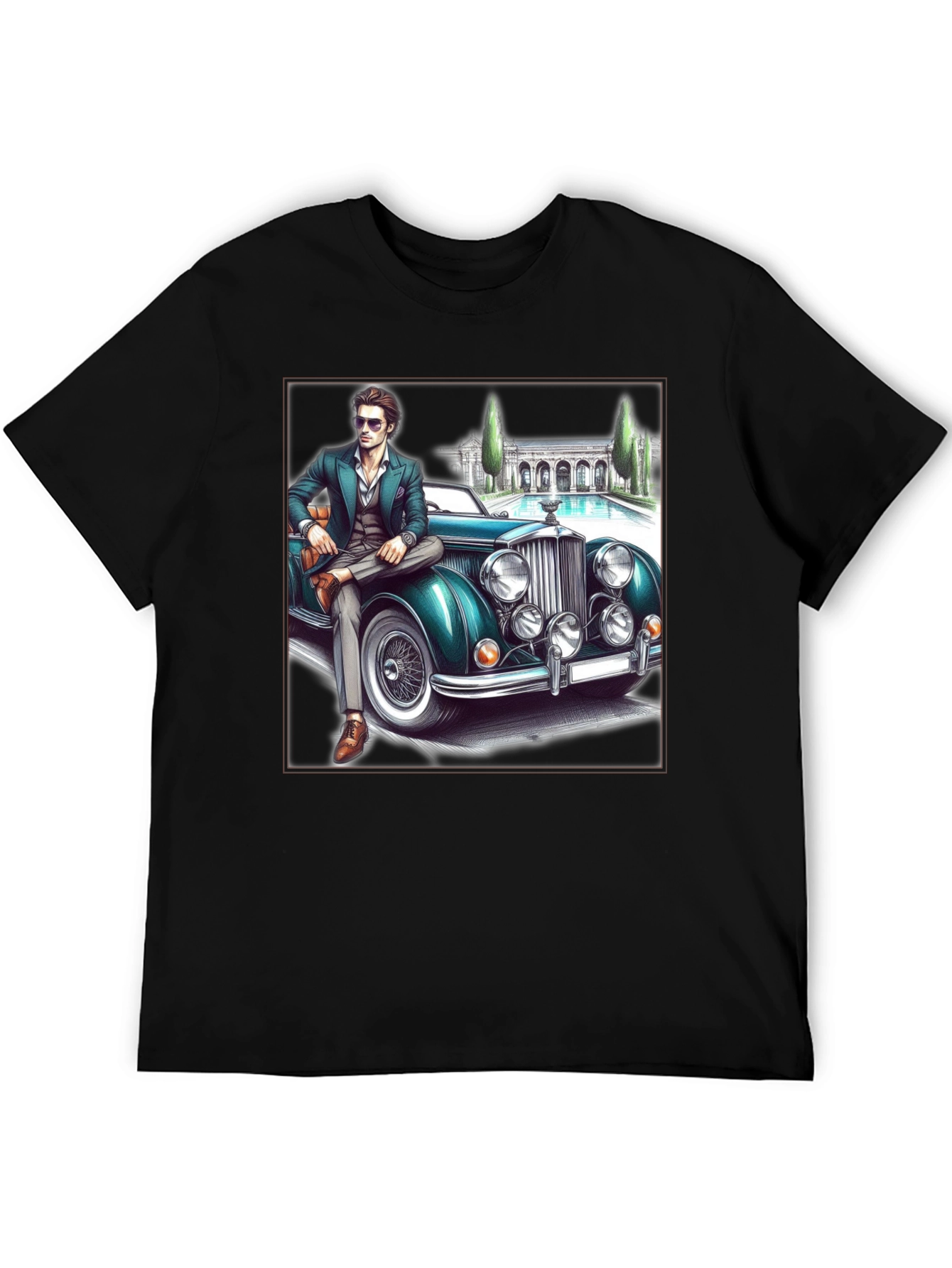 Classic Man & Car Graphic T-Shirt