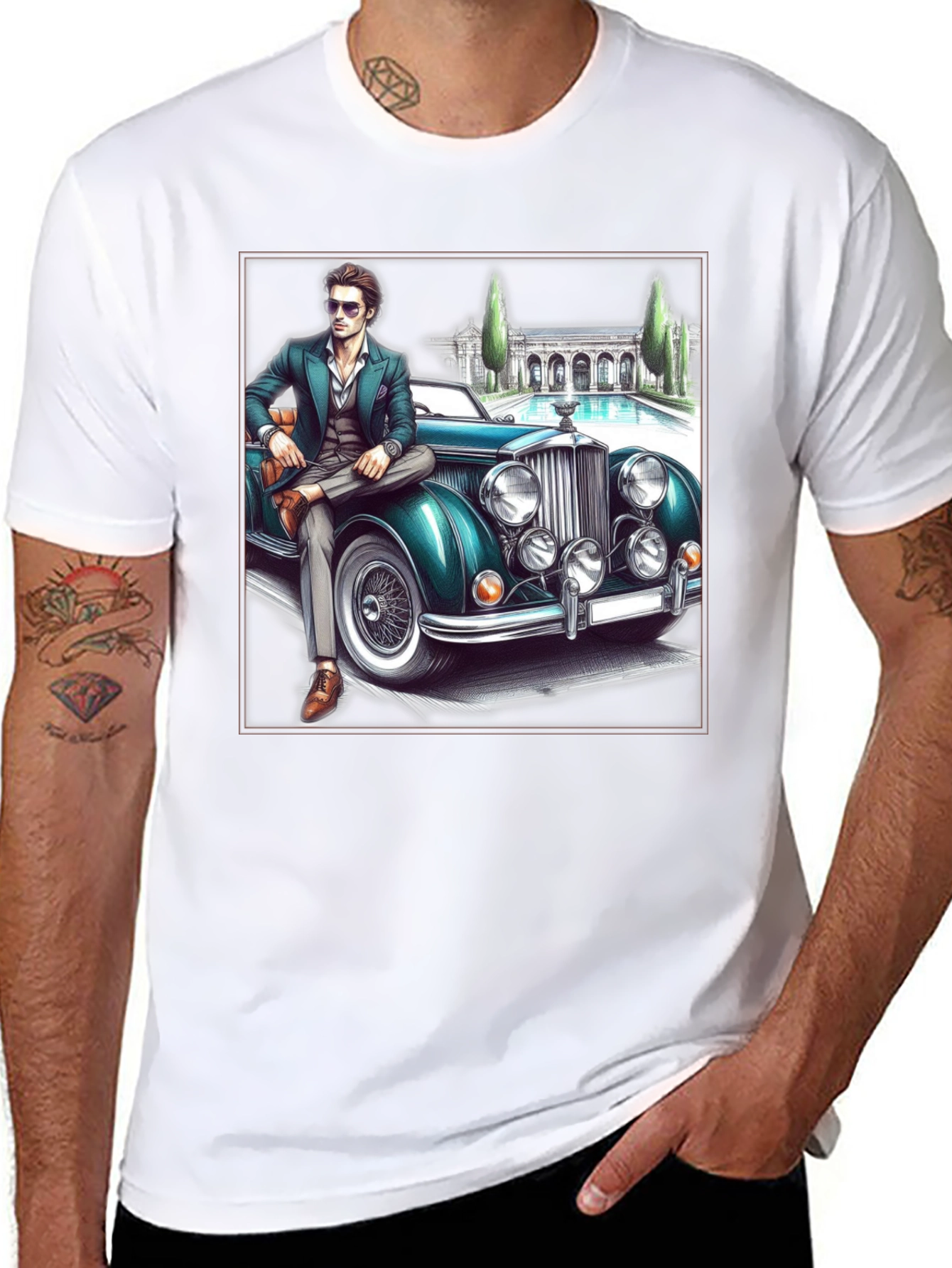 Classic Man & Car Graphic T-Shirt