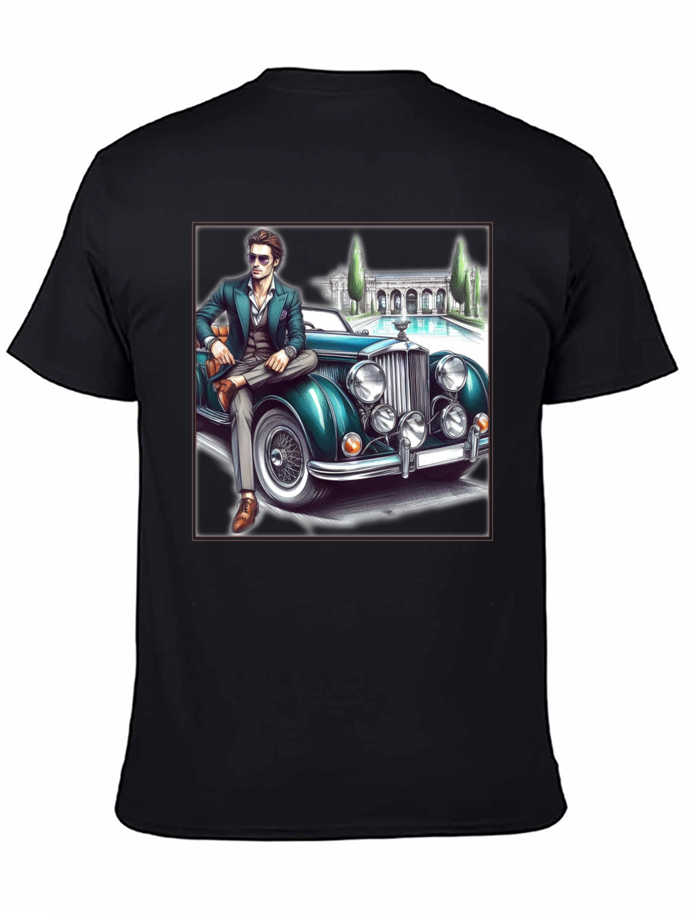 Classic Man & Car Graphic T-Shirt