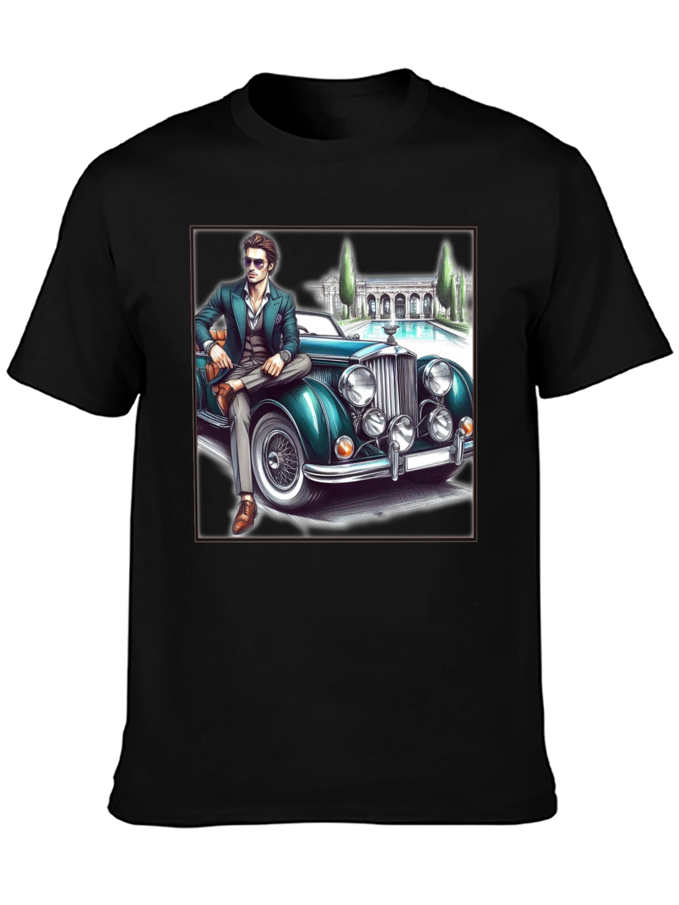 Classic Man & Car Graphic T-Shirt