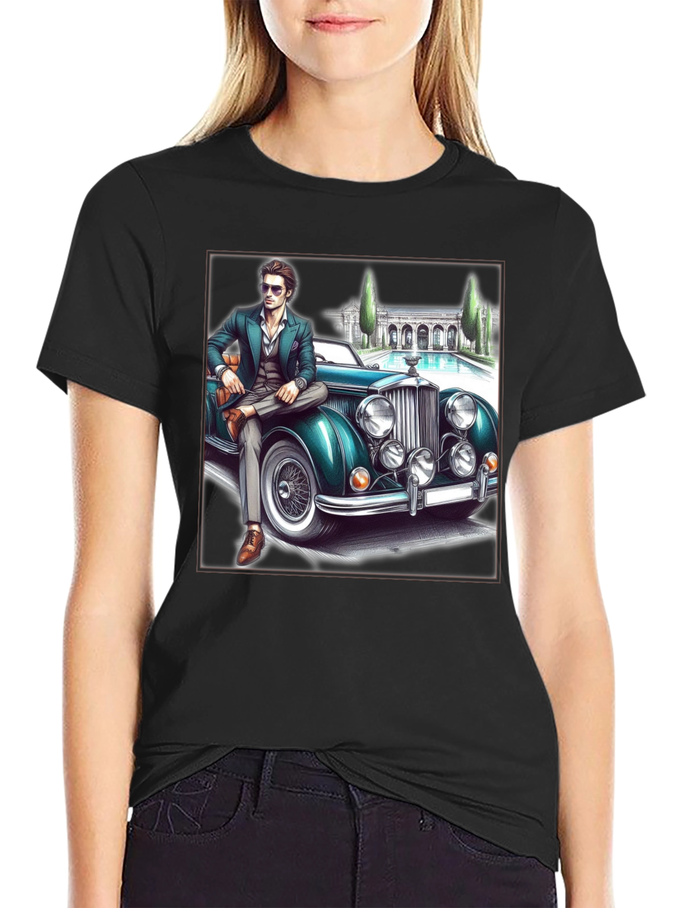 Classic Man & Car Graphic T-Shirt