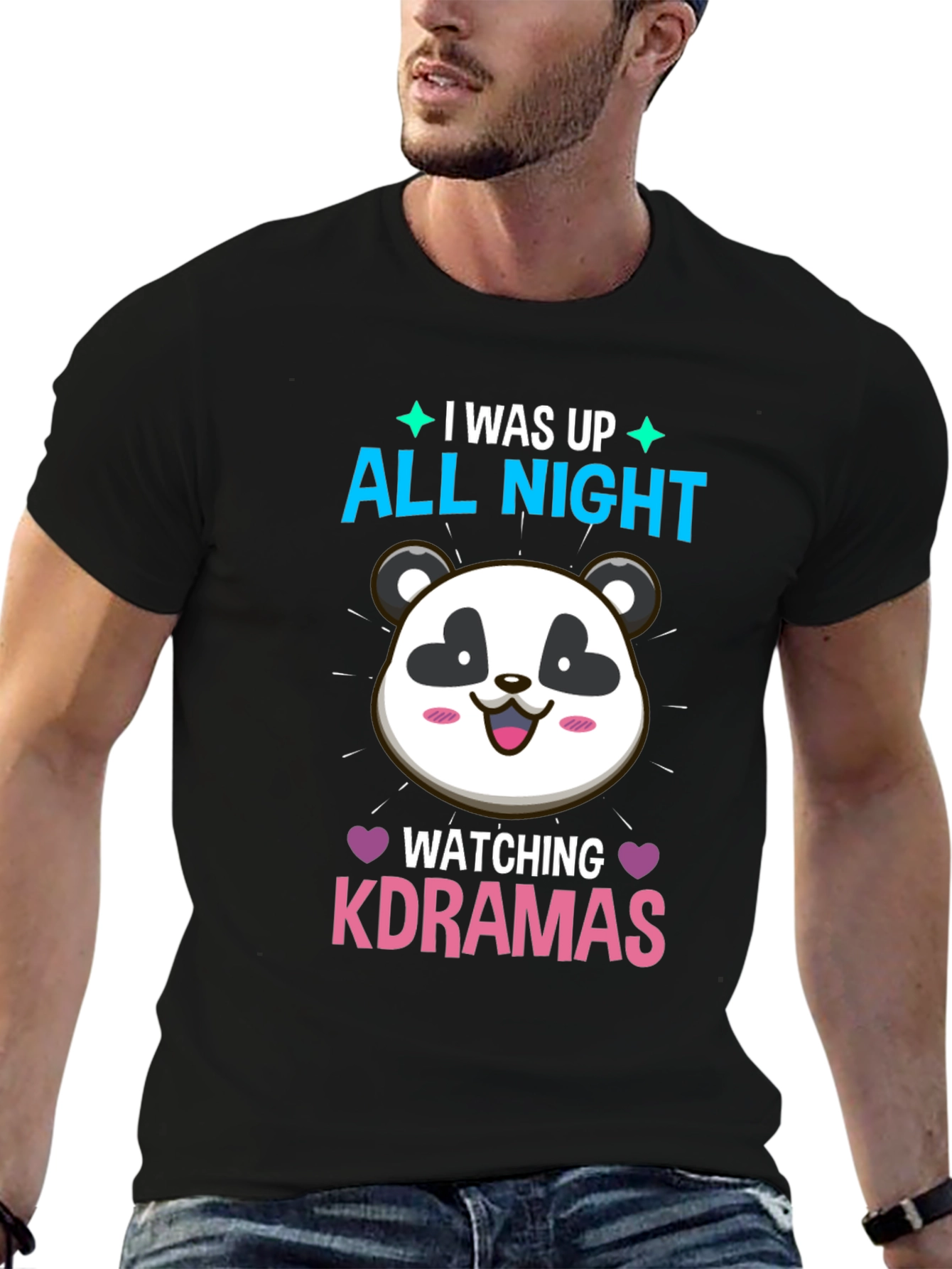 K-Drama Panda T-Shirt - All Night Binge Watching Tee