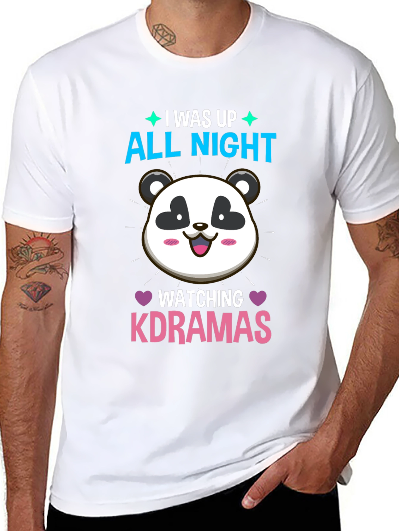 K-Drama Panda T-Shirt - All Night Binge Watching Tee
