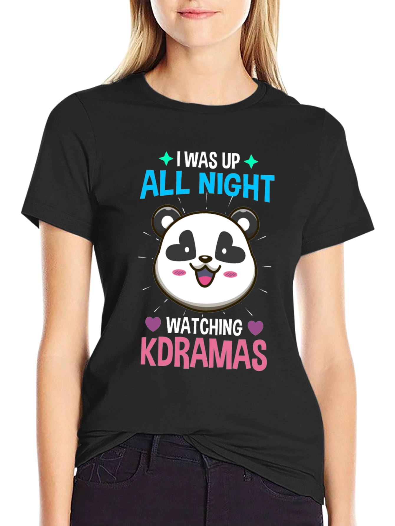 K-Drama Panda T-Shirt - All Night Binge Watching Tee